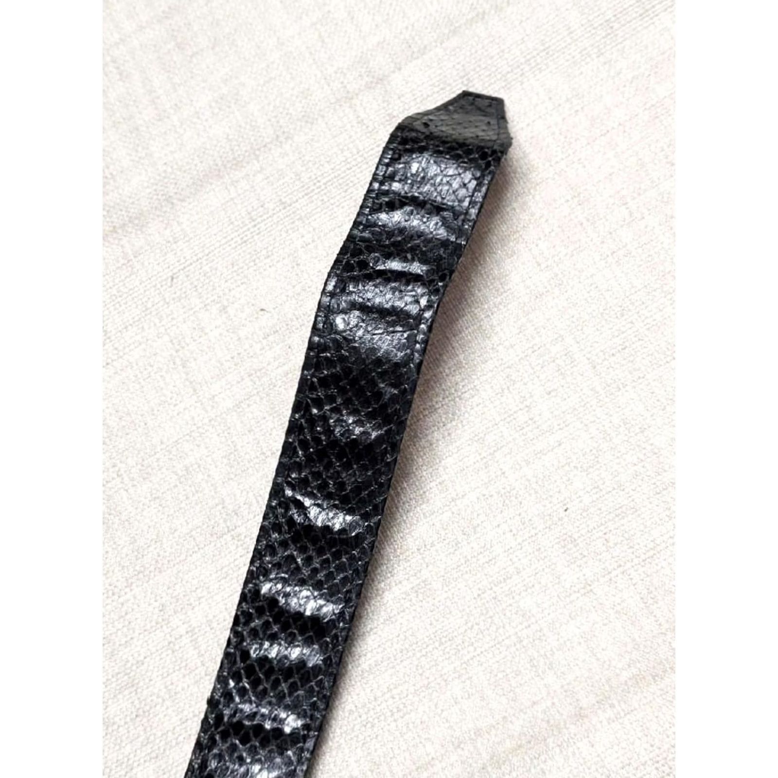 ALEXIS VINTAGE Alexis Kirk belt SNAKESKIN leather 30 black GLAM bling belt Mens Womens Size ONE SIZE - 5 Thumbnail