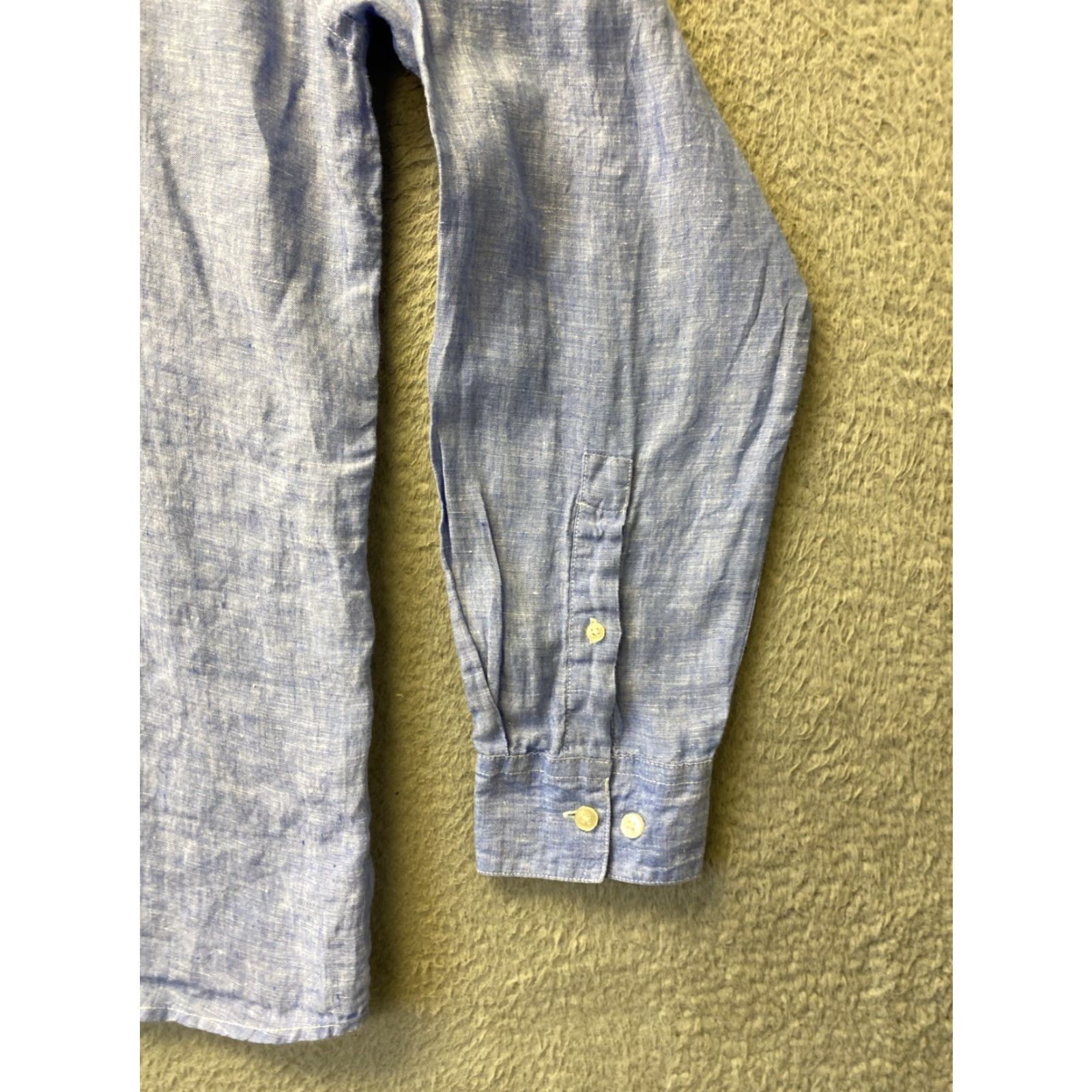 Pronto Uomo Pronto Uomo Shirt XL Blue Linen Button Front Long Sleeve Casual Mens Size US XL / EU 56 / 4 - 2 Thumbnail