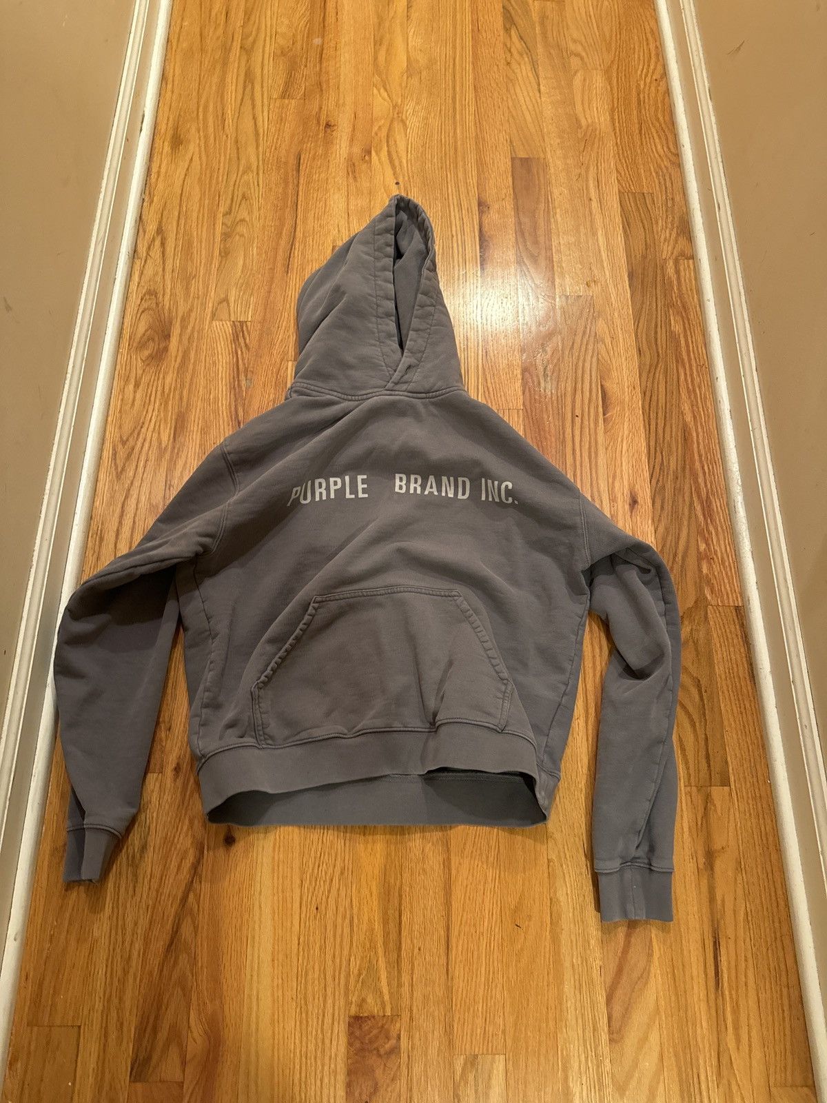 image of Purple Brand Hoodie in Grey, Men's (Size Small)