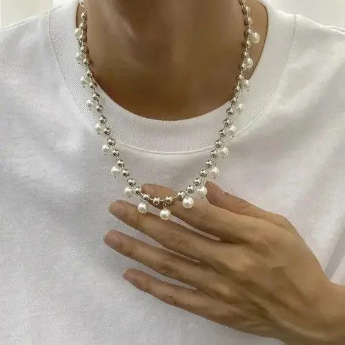 Jewelry Simple Bead Chain Hanging Pearl Necklace Size ONE SIZE - 1 Thumbnail
