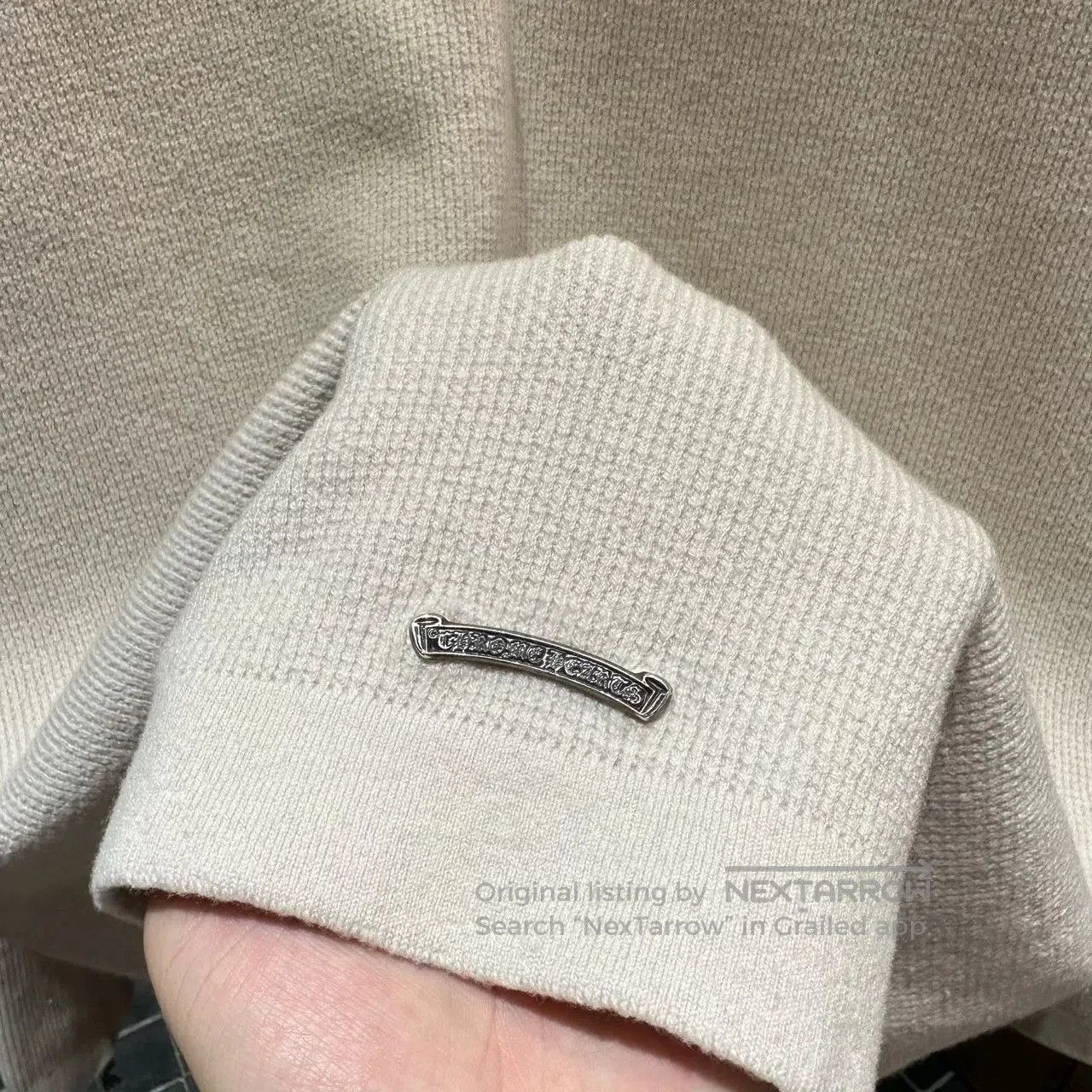 Chrome Hearts Beige XL Long Sleeve Knit Sweater with Emblem. Size US XL / EU 56 / 4 - 7 Thumbnail