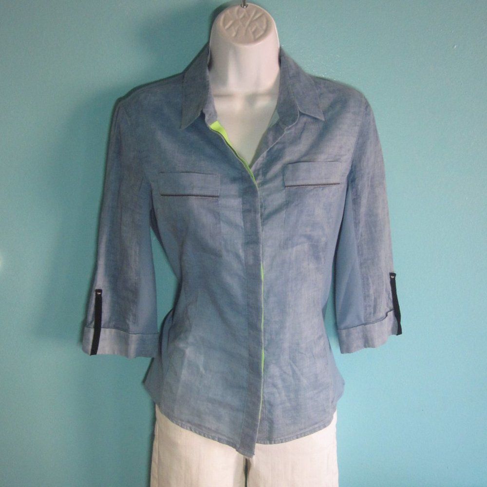 Elie Tahari Elie Tahari Womens Blue Blouse Size S Size S / US 4 / IT 40 - 3 Thumbnail