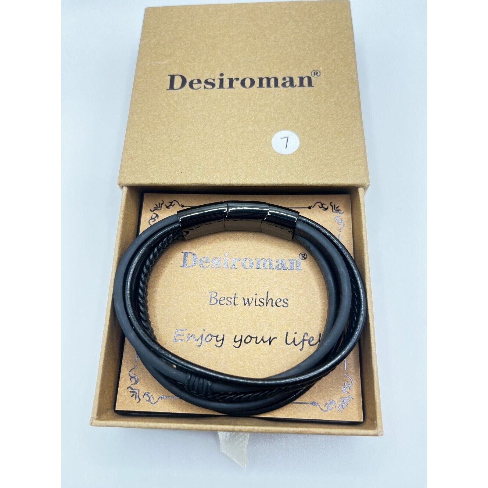 The Unbranded Brand Black Leather Bracelet Artisan Handcrafted Double Strand Size ONE SIZE - 4 Thumbnail