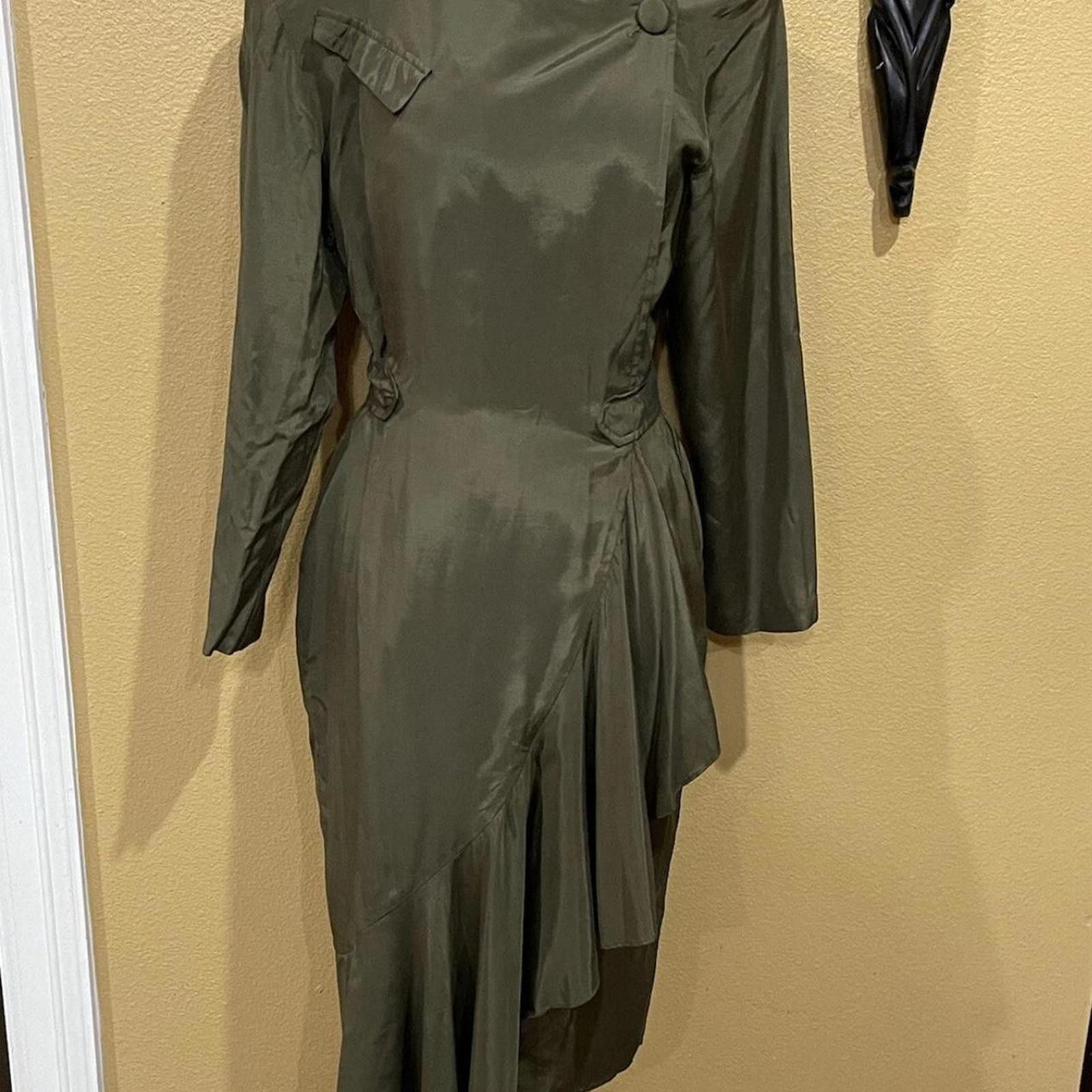 Other Khaki green vintage 80s dress dress Size S / US 4 / IT 40 - 1 Thumbnail