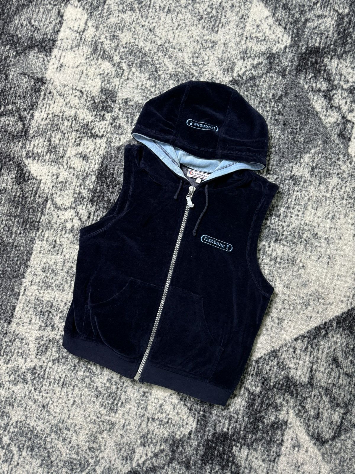 Japanese Brand × Vintage Vintage Fishbone Velvet Hoodie Vest Sleeveless Y2K STYLE 90s Size M / US 6-8 / IT 42-44 - 1 Thumbnail