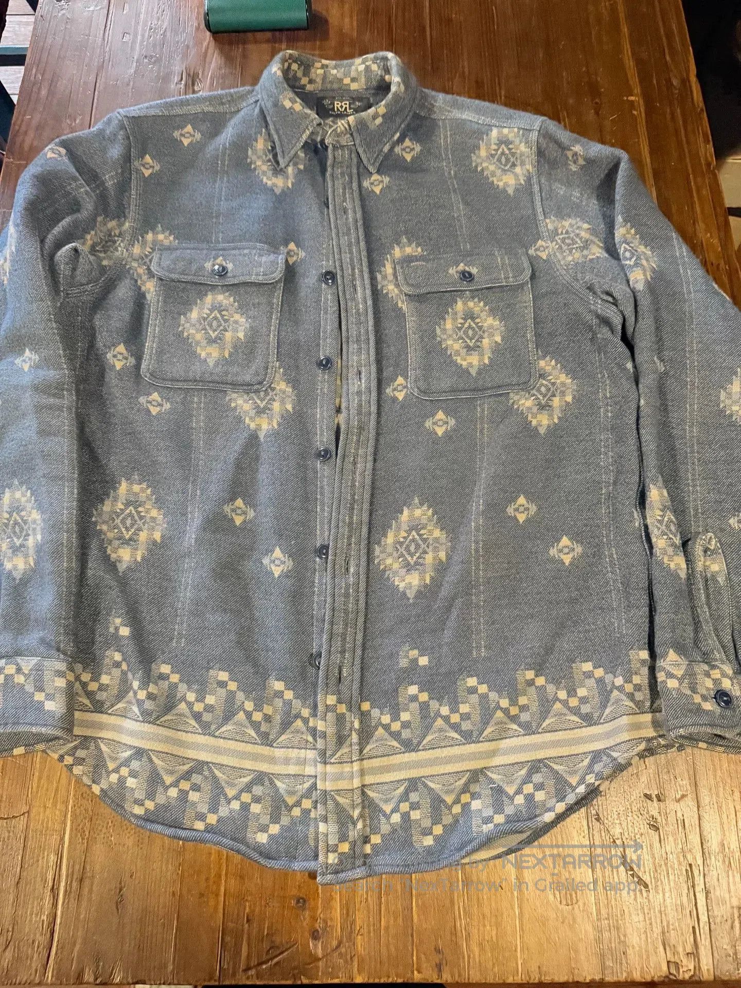 RRL Ralph Lauren RRL Gray Geometric Denim Shirt. Size US M / EU 48-50 / 2 - 1 Thumbnail