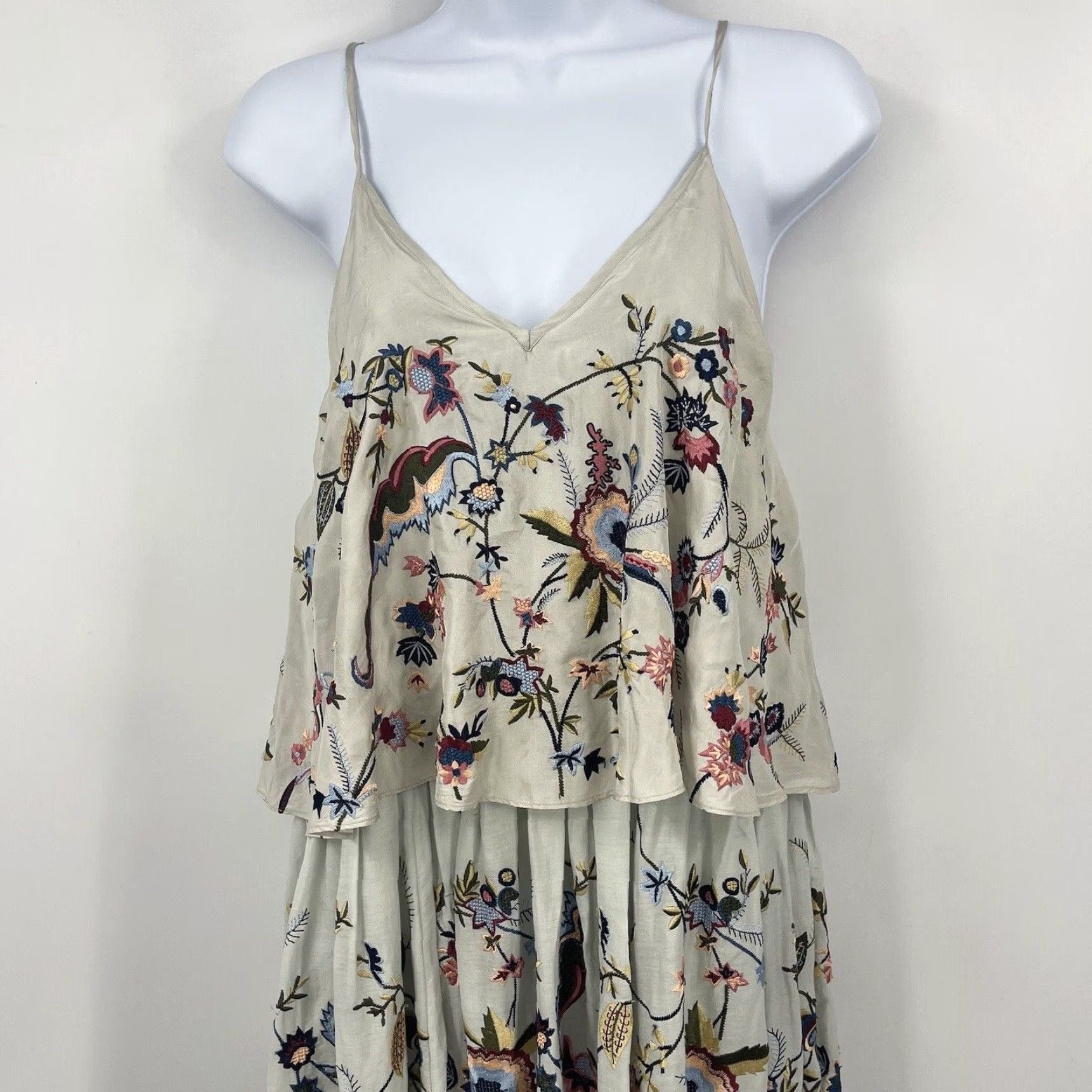 Anthropologie VINTAGE Anthropologie Maxikleid Women's S Gray Floral Sleeveless V-Neck Casual Elegant Spring Summer 2024 Girls Size S / US 4 / IT 40 - 5 Thumbnail