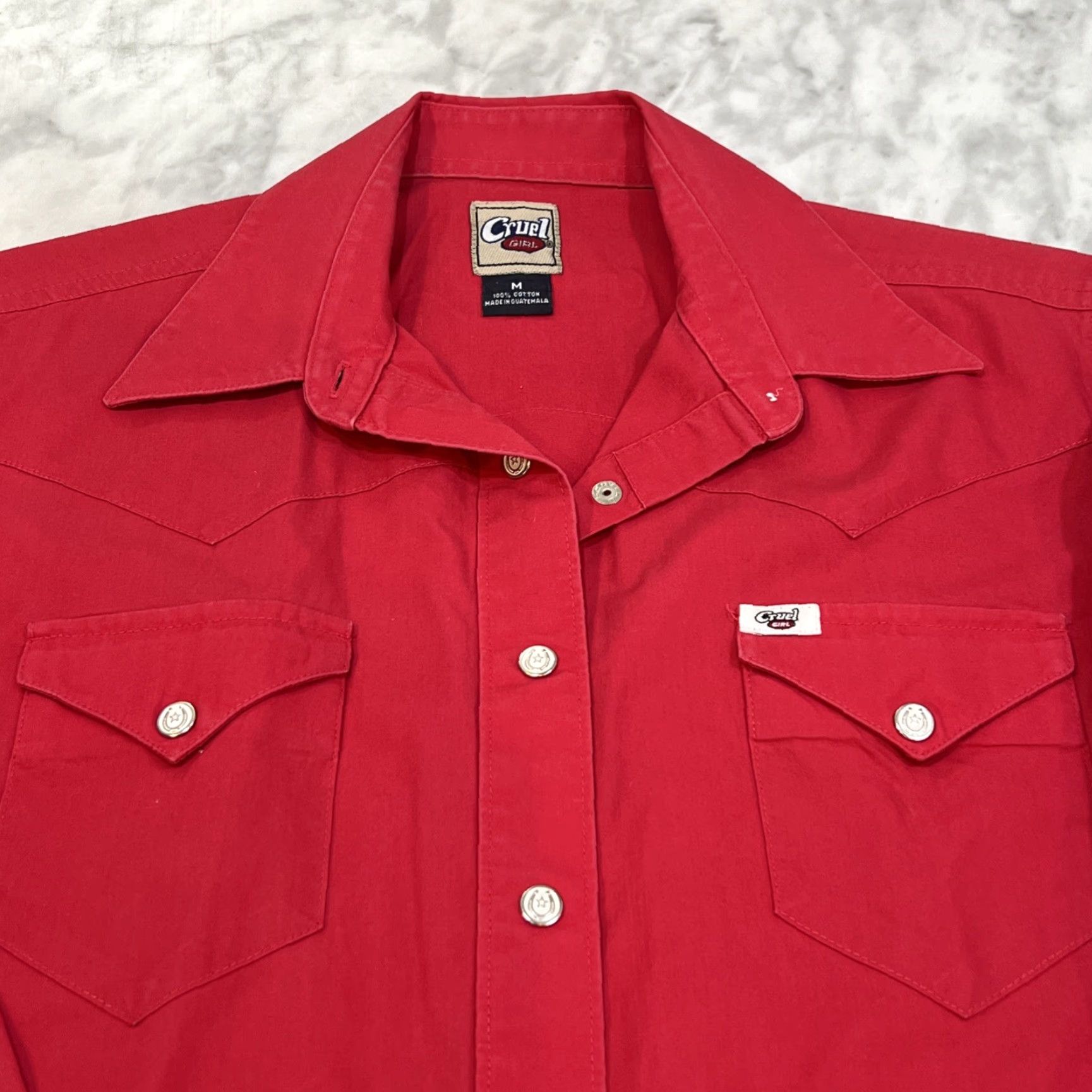 Vintage Cruel Girl Western Snap Shirt Women’s M Long Sleeve Horse Shoe Snaps Red READ Size M / US 6-8 / IT 42-44 - 3 Thumbnail