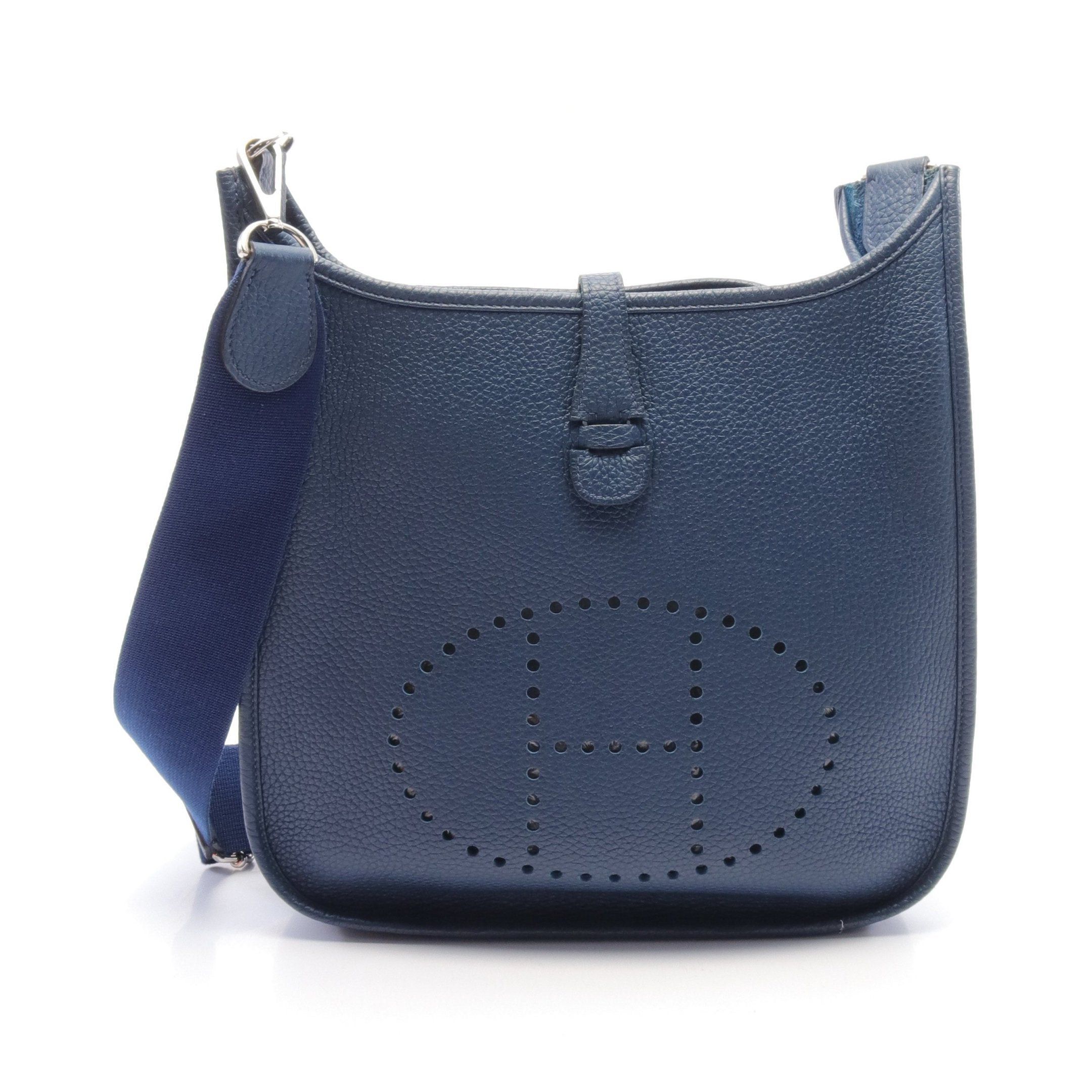 Hermes Hermes Evelyn 3 Troyes Pm Shoulder Bag Clemence Leather Dark Blue Silver Hardware □N Engraved Size ONE SIZE - 1 Thumbnail