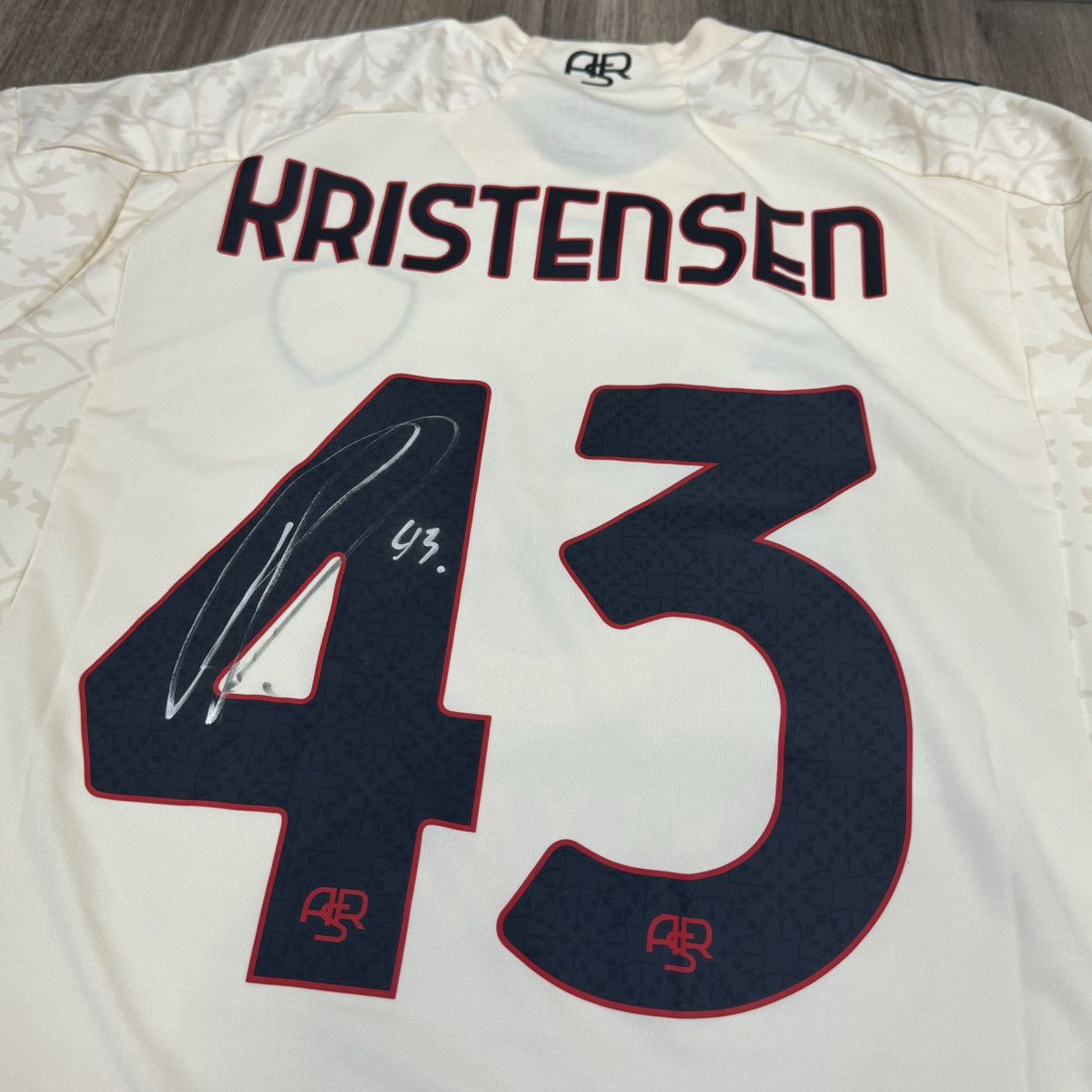 Adidas Roma 23/24 match issued/worn shirt #43 Kristensen Size US L / EU 52-54 / 3 - 4 Thumbnail
