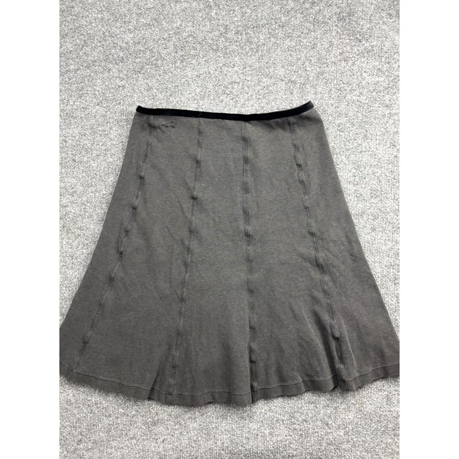 Vintage Horny Toad Skirt Womens Medium Gray A-Line Pull On Casual Tencel Blend Stretch Knit Elastic Waist Size 32" / US 10 / IT 46 - 6 Thumbnail