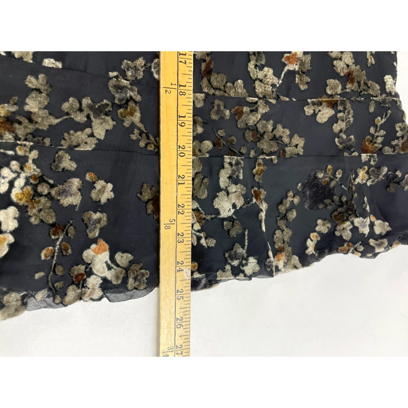 Vintage MONDO Skirt Women's Size 12 Black Brown Floral Botanical Velvet Knee Length Size 34" / US 12 / IT 48 - 6 Thumbnail