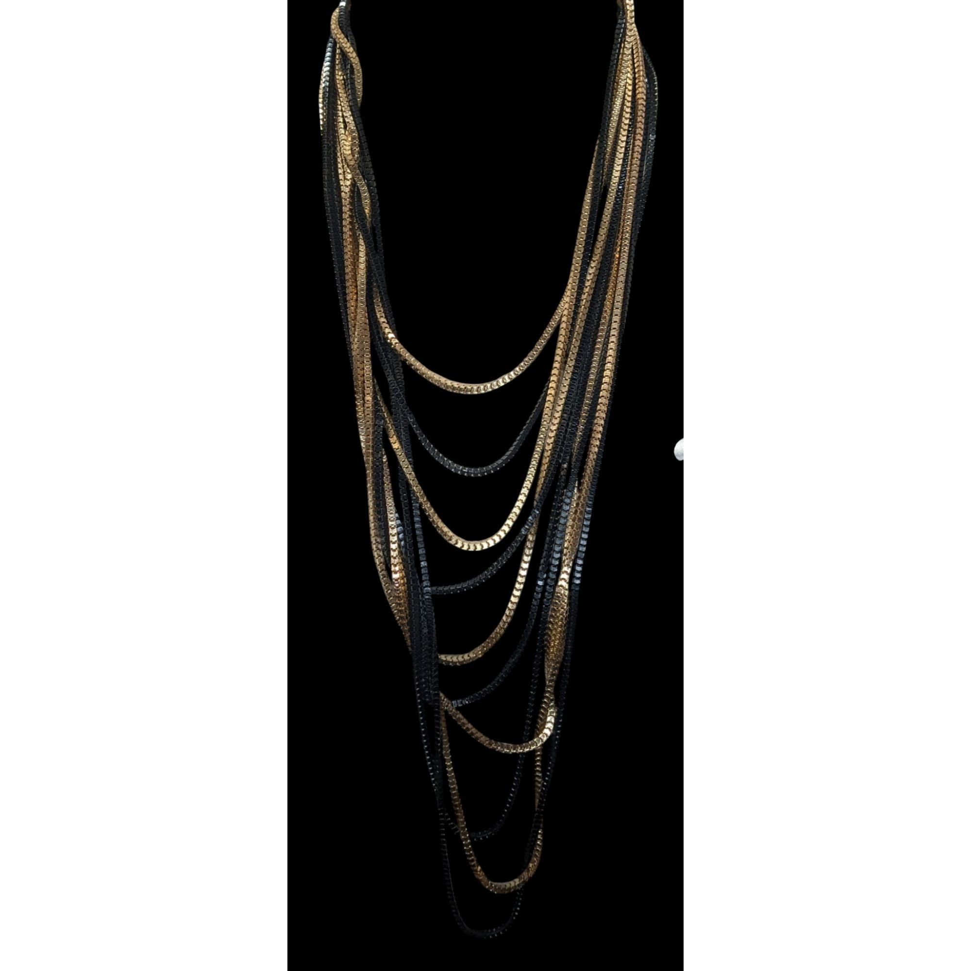 Other Elegant Glam Layered Black & Gold Multi-Strand Necklace With Size ONE SIZE - 4 Thumbnail
