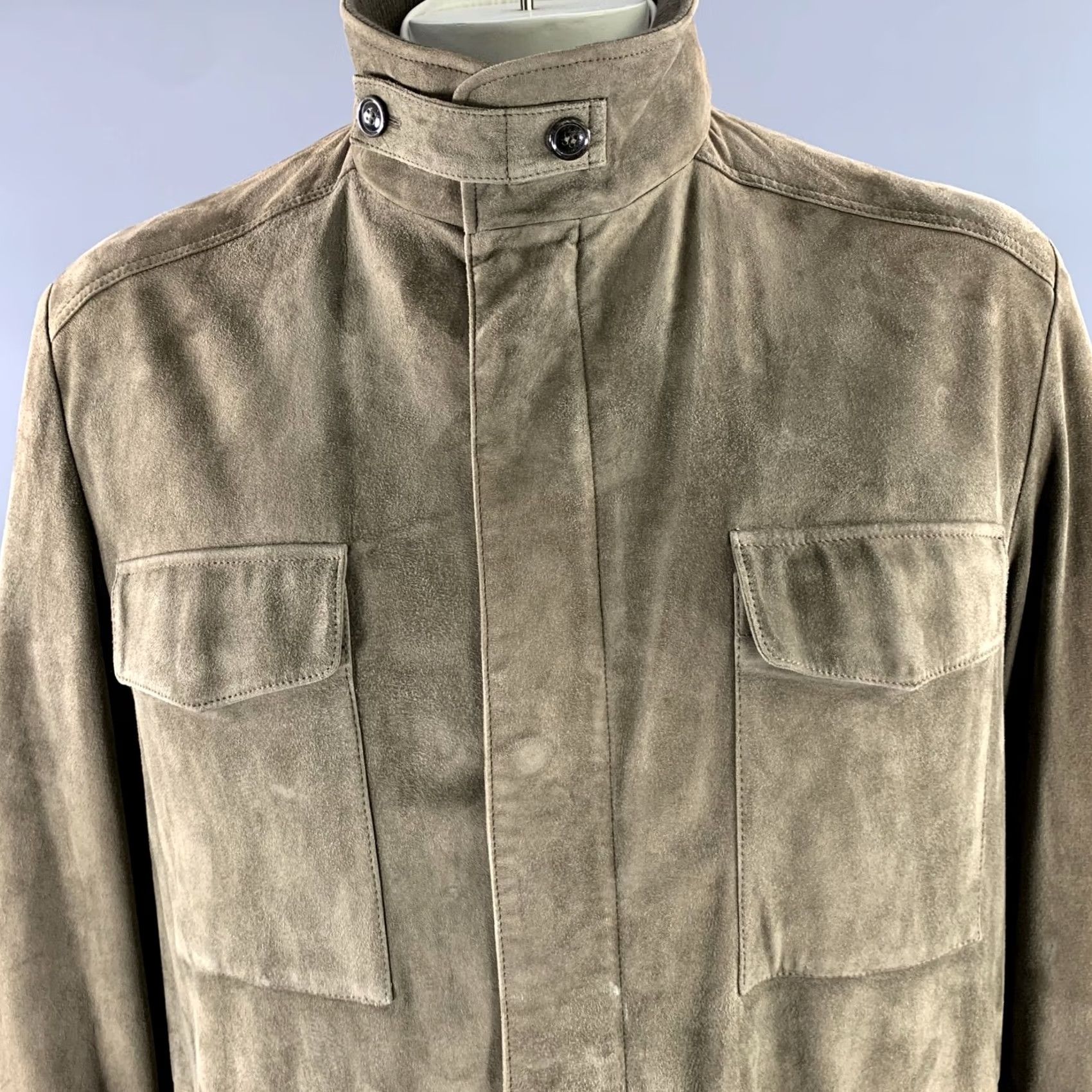Loro Piana LORO PIANA Suede Field Jacket XXL Khaki Solid Size US XXL / EU 58 / 5 - 2 Thumbnail