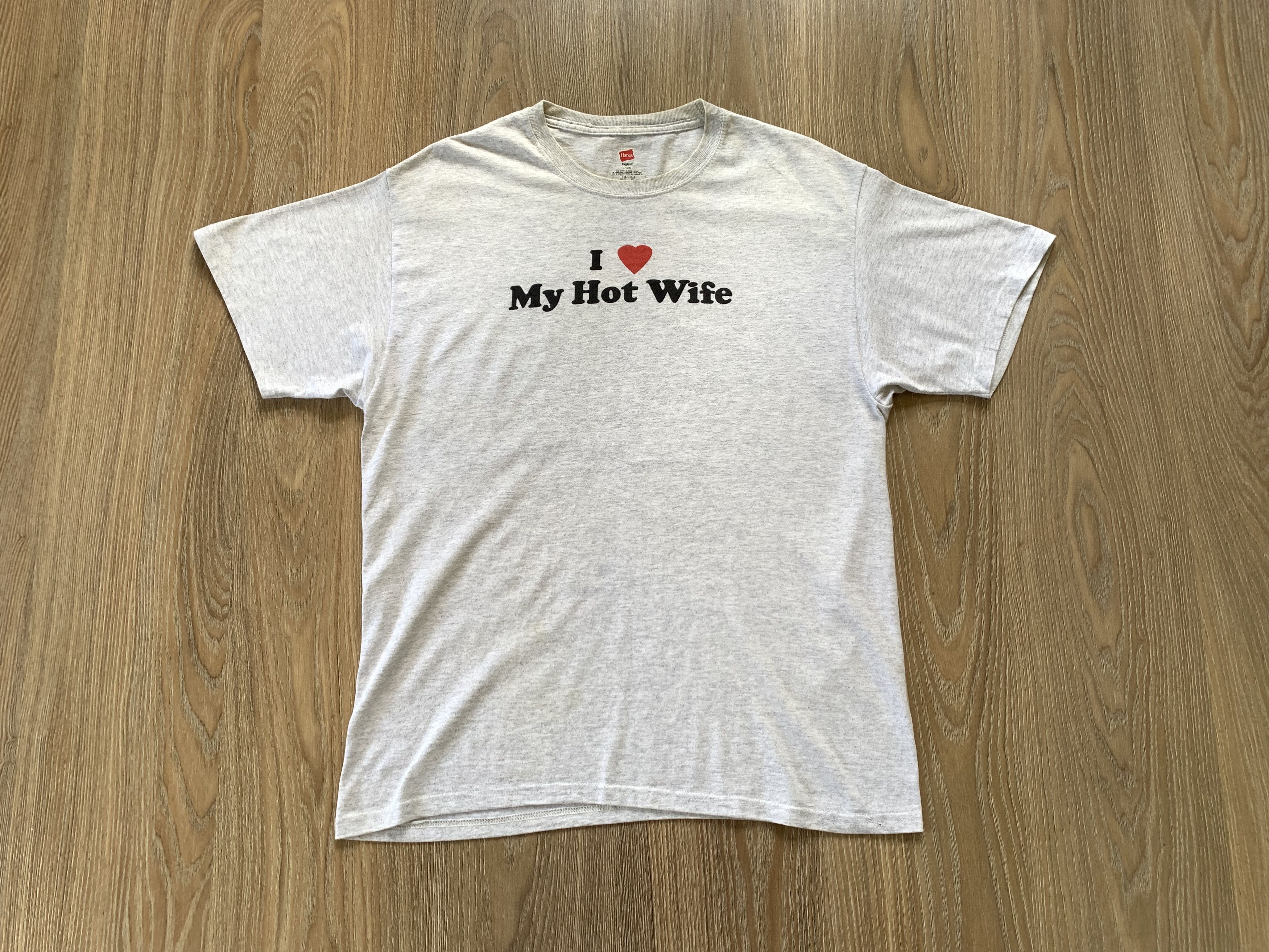 Hanes × Vintage Hanes Grey Printed I Love My Hot Wife T Shirt Size US L / EU 52-54 / 3 - 2 Thumbnail