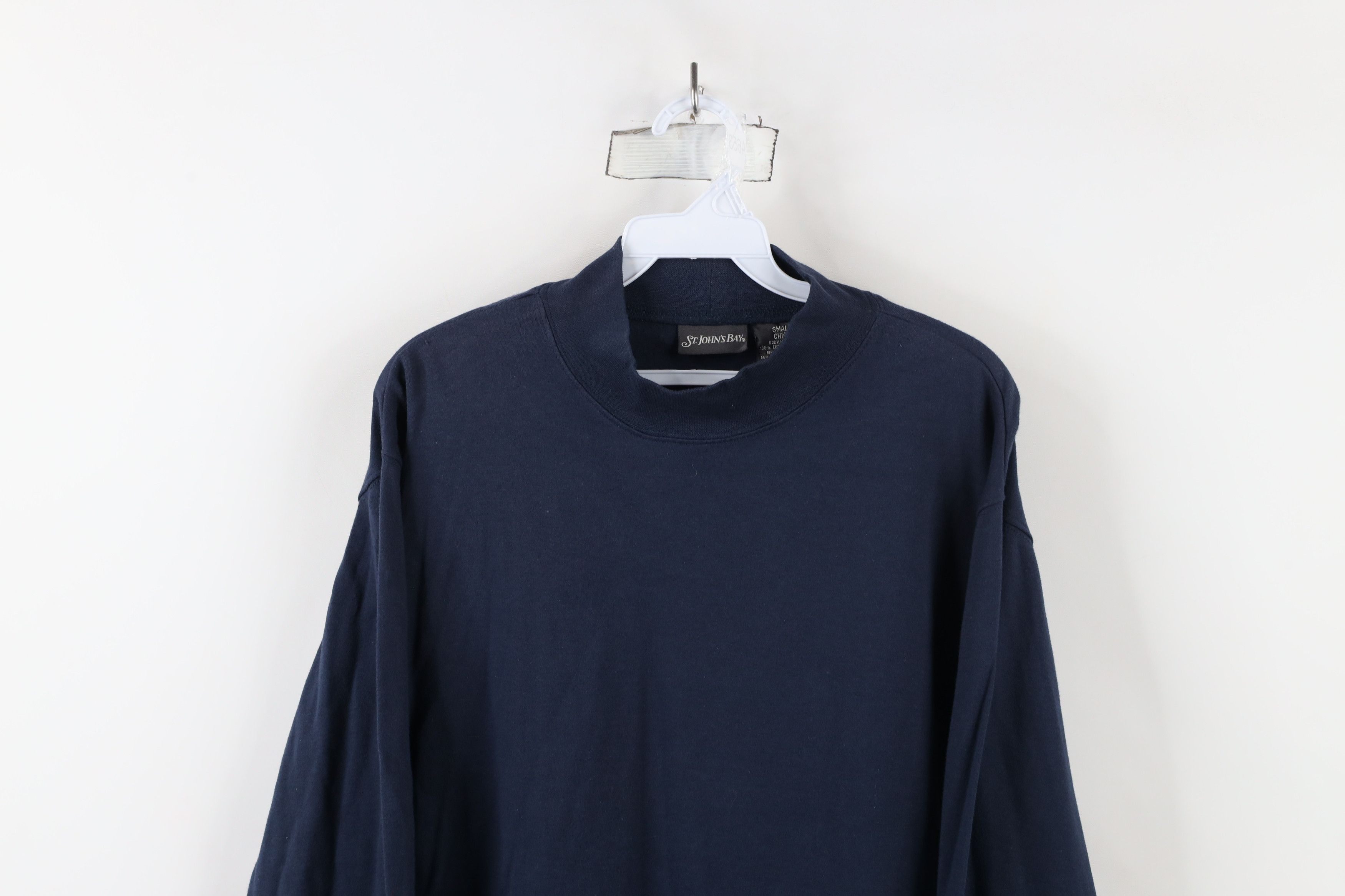 Vintage Vintage 90s Streetwear Soft Cotton Mock Neck T-Shirt Blue Size US S / EU 44-46 / 1 - 2 Thumbnail