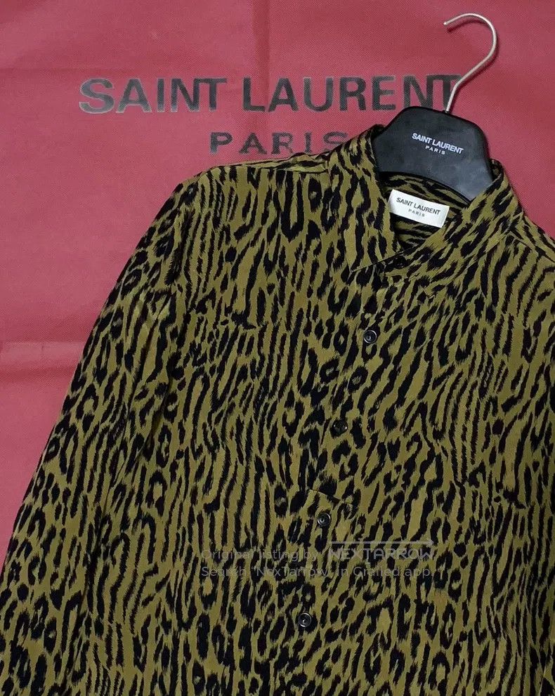 Saint Laurent Paris Saint Laurent Paris Size 37 Silk Leopard Print All-Over Sh Size US S / EU 44-46 / 1 - 9 Thumbnail