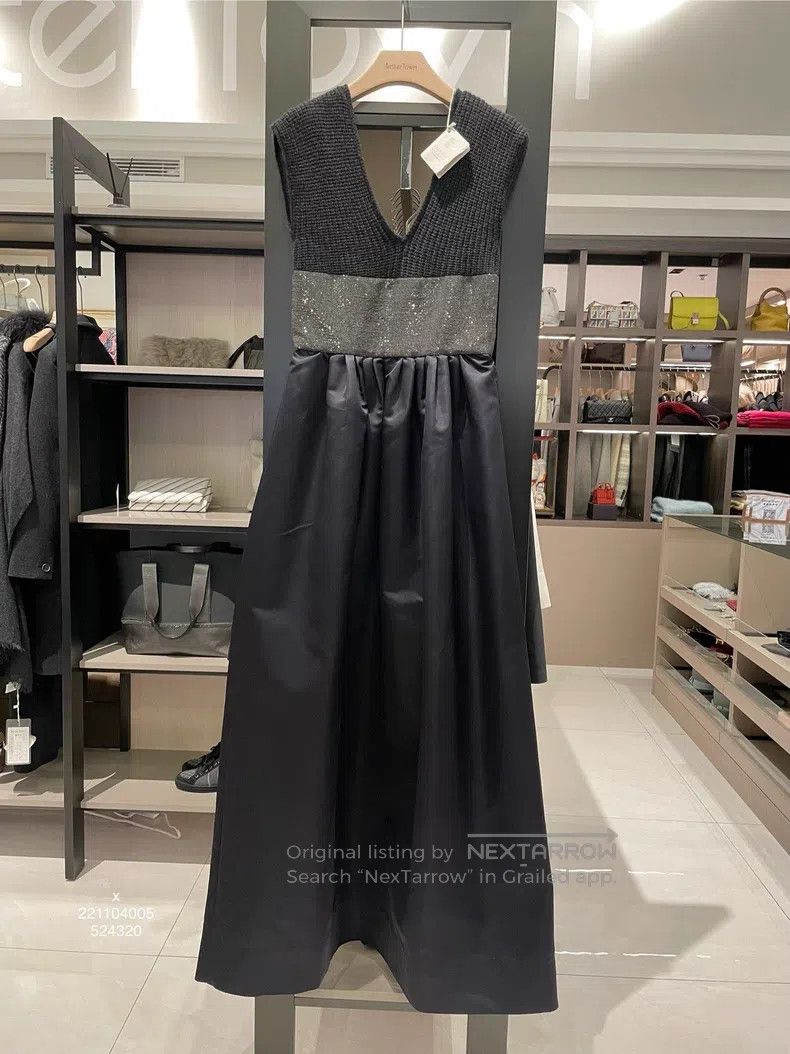 Brunello Cucinelli Brunello Cucinelli Black Cashmere Silk Evening Dress Size M / US 6-8 / IT 42-44 - 1 Thumbnail