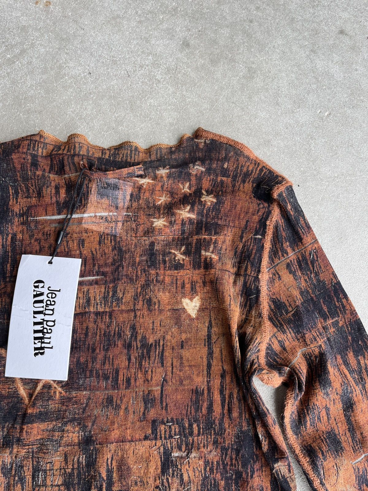 Jean Paul Gaultier × KNWLS Jean Paul Gaultier x KNWLS Printed Mesh Crop Top (unisex) Size XL / US 12-14 / IT 48-50 - 8 Thumbnail