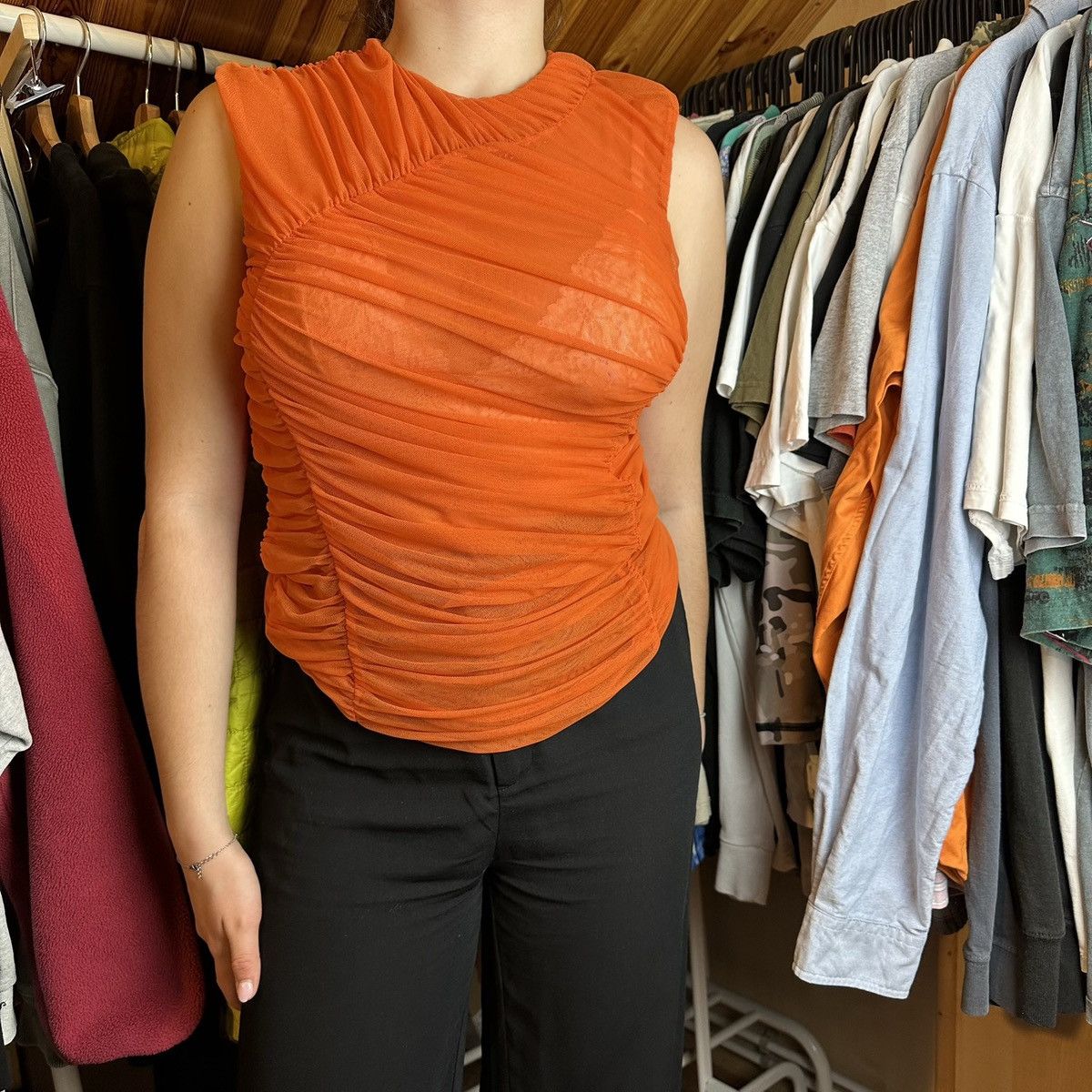 Dries Van Noten Dries Van Noten Ruched Mesh Top Blouses Rare Archival L Size L / US 10 / IT 46 - 4 Thumbnail