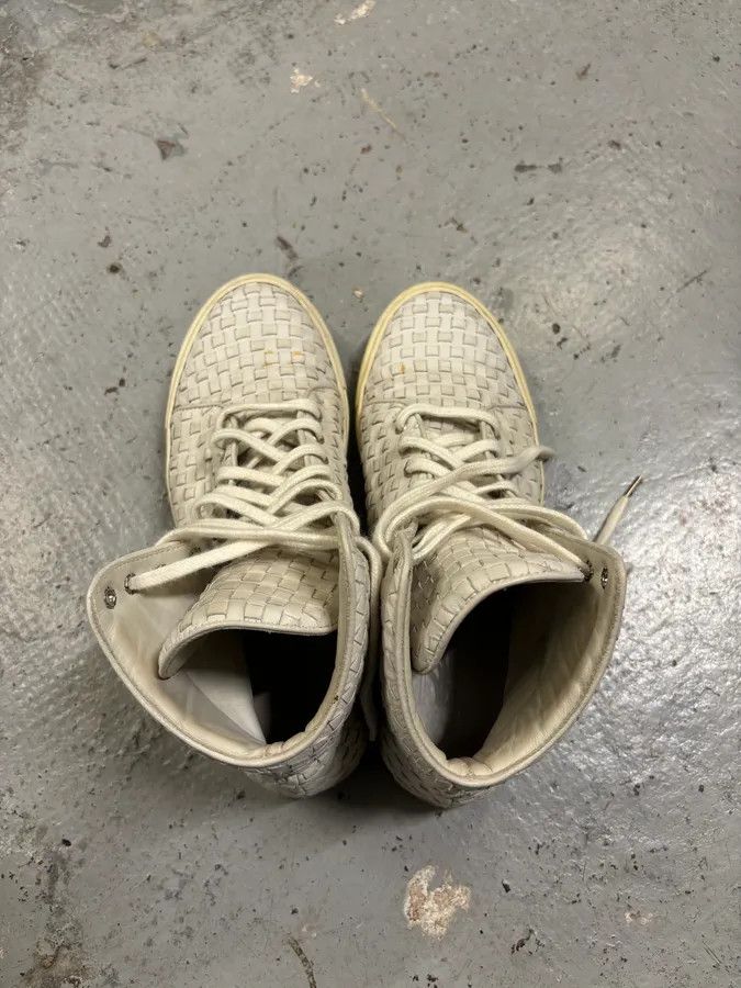 The Last Conspiracy The Last Conspiracy Cream Leather Woven High-Top Sneakers Size US 9 / IT 39 - 5 Thumbnail