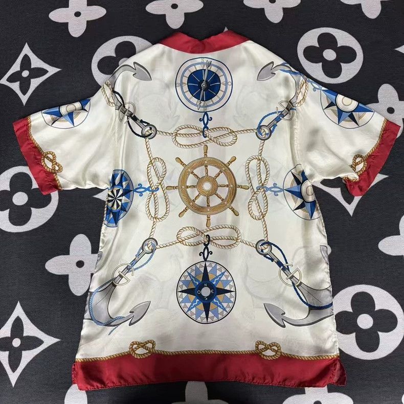 Gucci Gucci Anchor Compass Print Silk Shirt-2506 Size US L / EU 52-54 / 3 - 2 Thumbnail