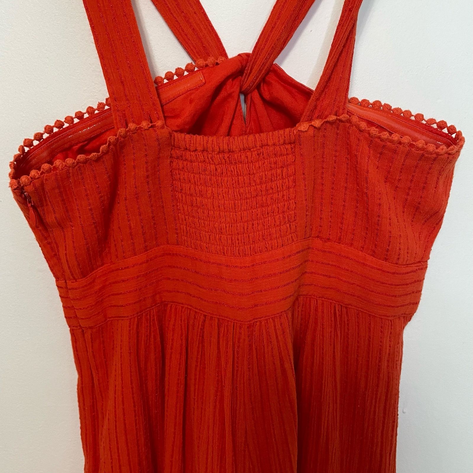 Anthropologie Maeve Orange Textured Jumper 2P Womens Wide Leg Halter Boho Size XS / US 0-2 / IT 36-38 - 7 Thumbnail