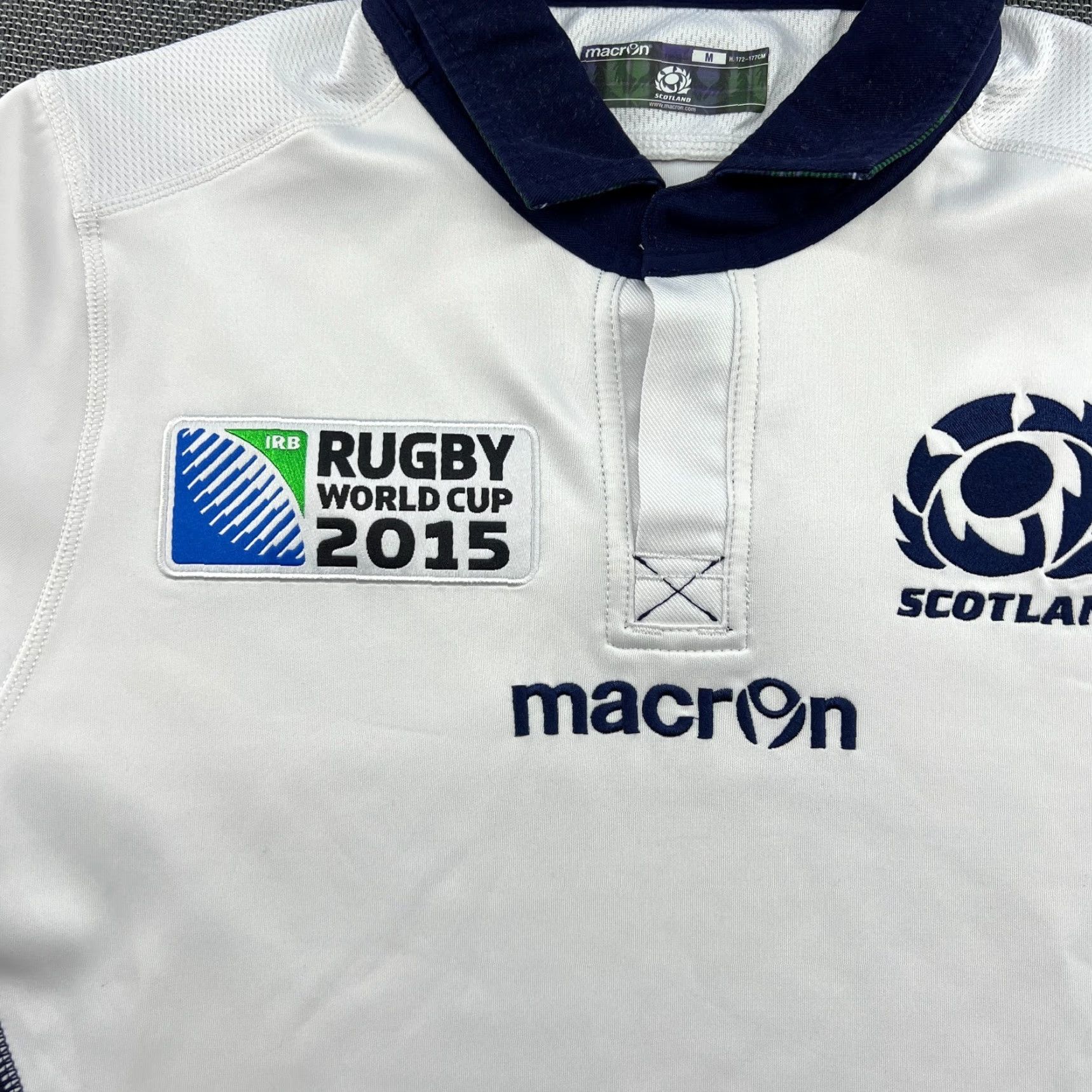 Macron SCOTLAND Rugby Union World Cup 2015 Away Jersey Shirt Medium Macron White Shirt Mens Football Jersey White 2015 Away World Cup SCOTLAND Macron XS? Size US M / EU 48-50 / 2 - 5 Thumbnail