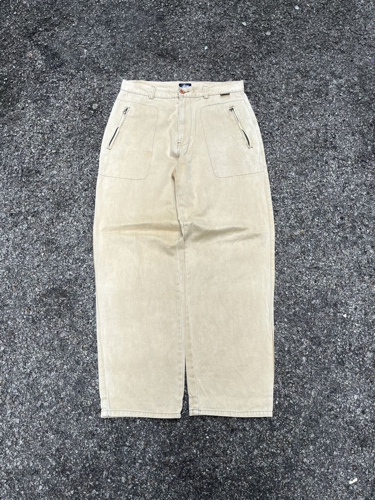 Stussy Vintage Stussy S2C Faded Pant Baggy Loose Fit Khaki Brown Size US 32 / EU 48 - 1 Thumbnail
