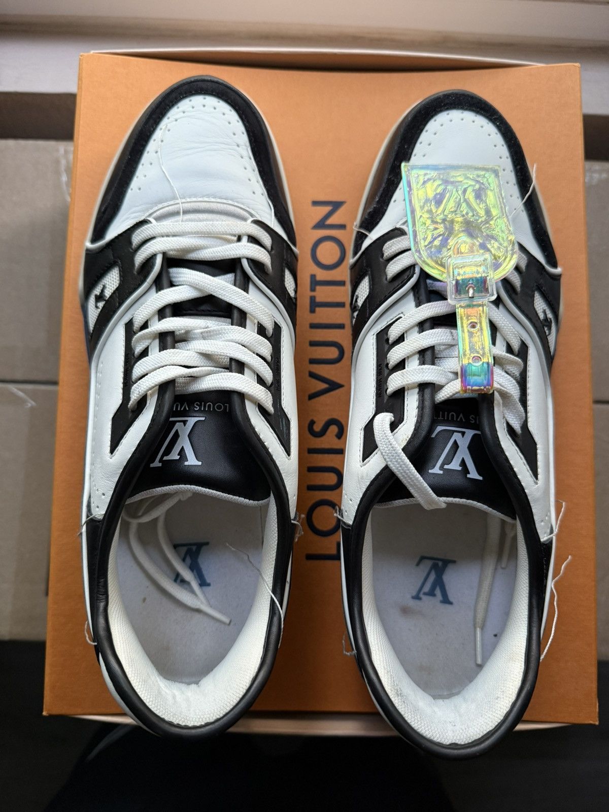 Louis Vuitton Louis Vuitton Black White Blue SS21 Upcycled Trainer Sneaker Size US 9.5 / EU 42-43 - 5 Thumbnail