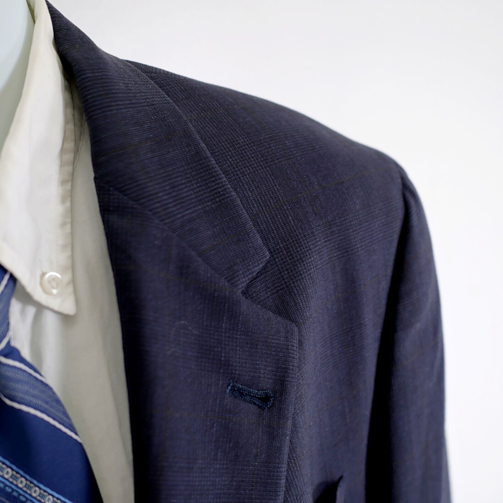 Austin Reed Austin Reed Wool Blue Glen Plaid Suit 42L 37/32 W/ Brown Win Size 42L - 4 Thumbnail