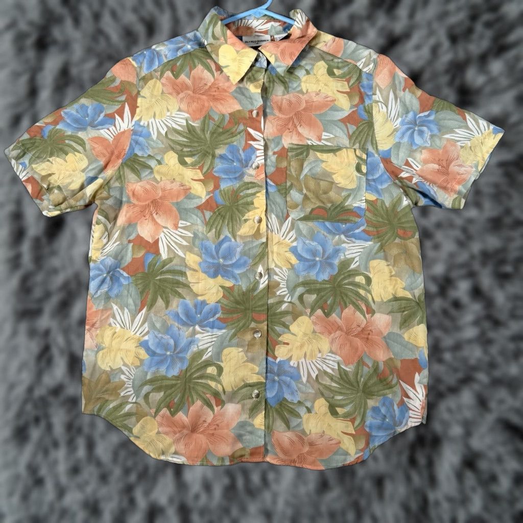 Vintage VINTAGE Alfred Dunner Tunic Button-Up Shirt 18 Tropical Island Floral Teacher Office Casual Womens Size XXL / US 16-18 / IT 52-54 - 1 Thumbnail