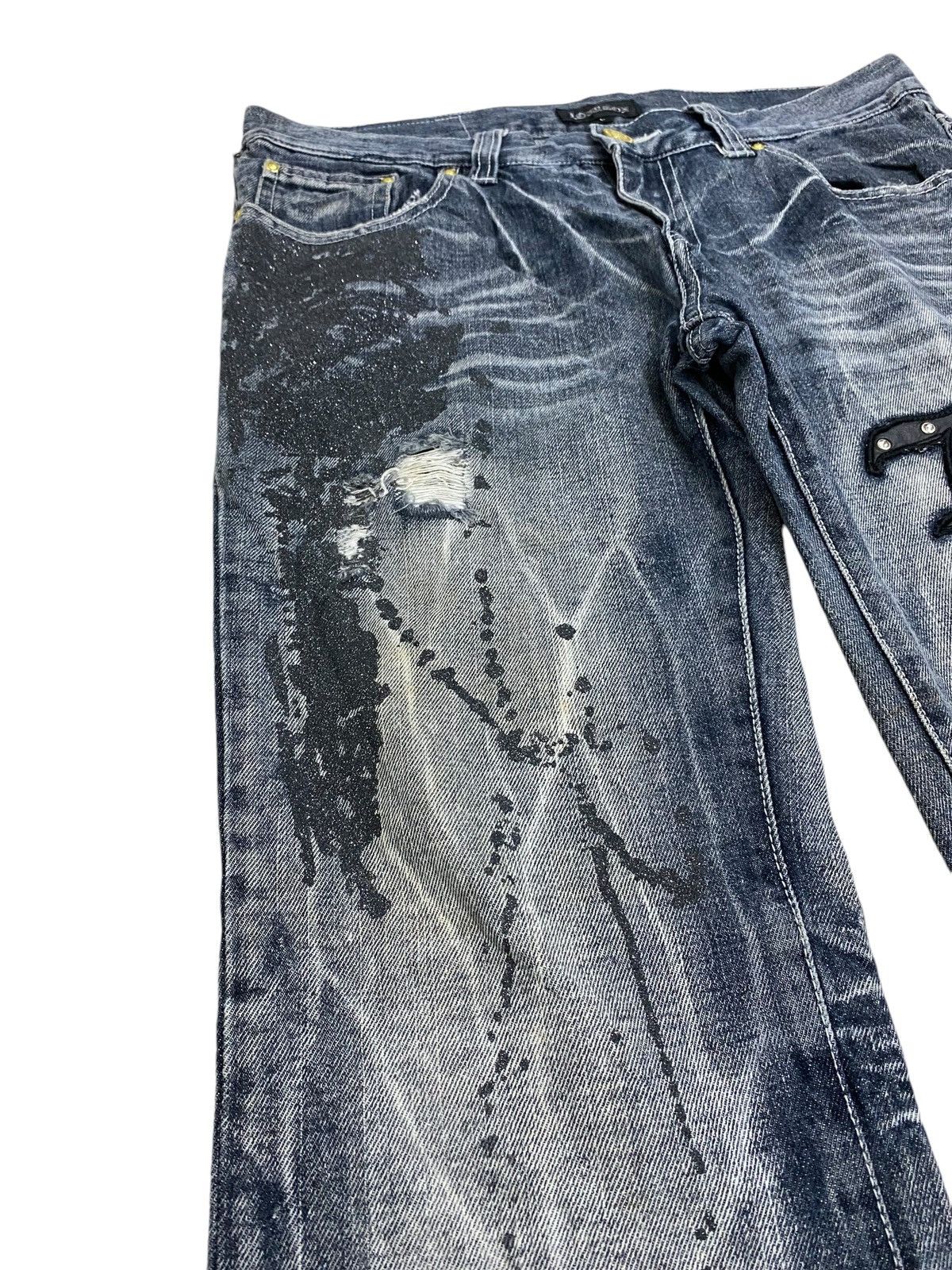 LOWBOX Vintage Lowbox Washed Grey Distressed Gothic L Patch Edgy Size US 31 - 8 Thumbnail