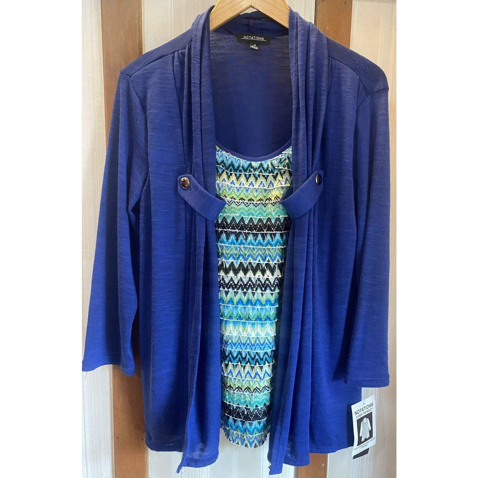Other NWT Notations Layered Sweater Women’s Medium Blue Multi $48 Size M / US 6-8 / IT 42-44 - 1 Thumbnail
