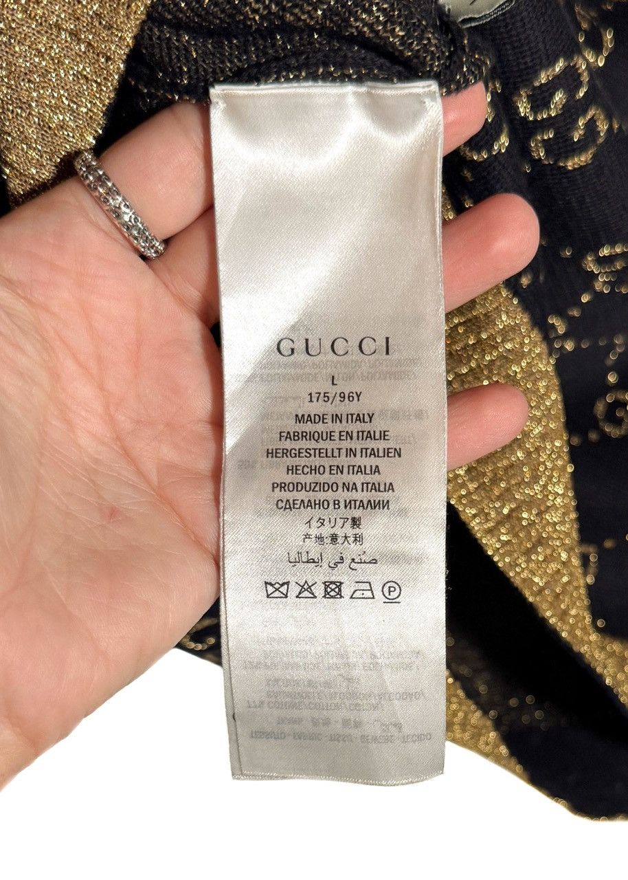 Gucci Gucci Navy Blue Cotton Lamé GG Jacquard Knit Top Size L / US 10 / IT 46 - 6 Thumbnail