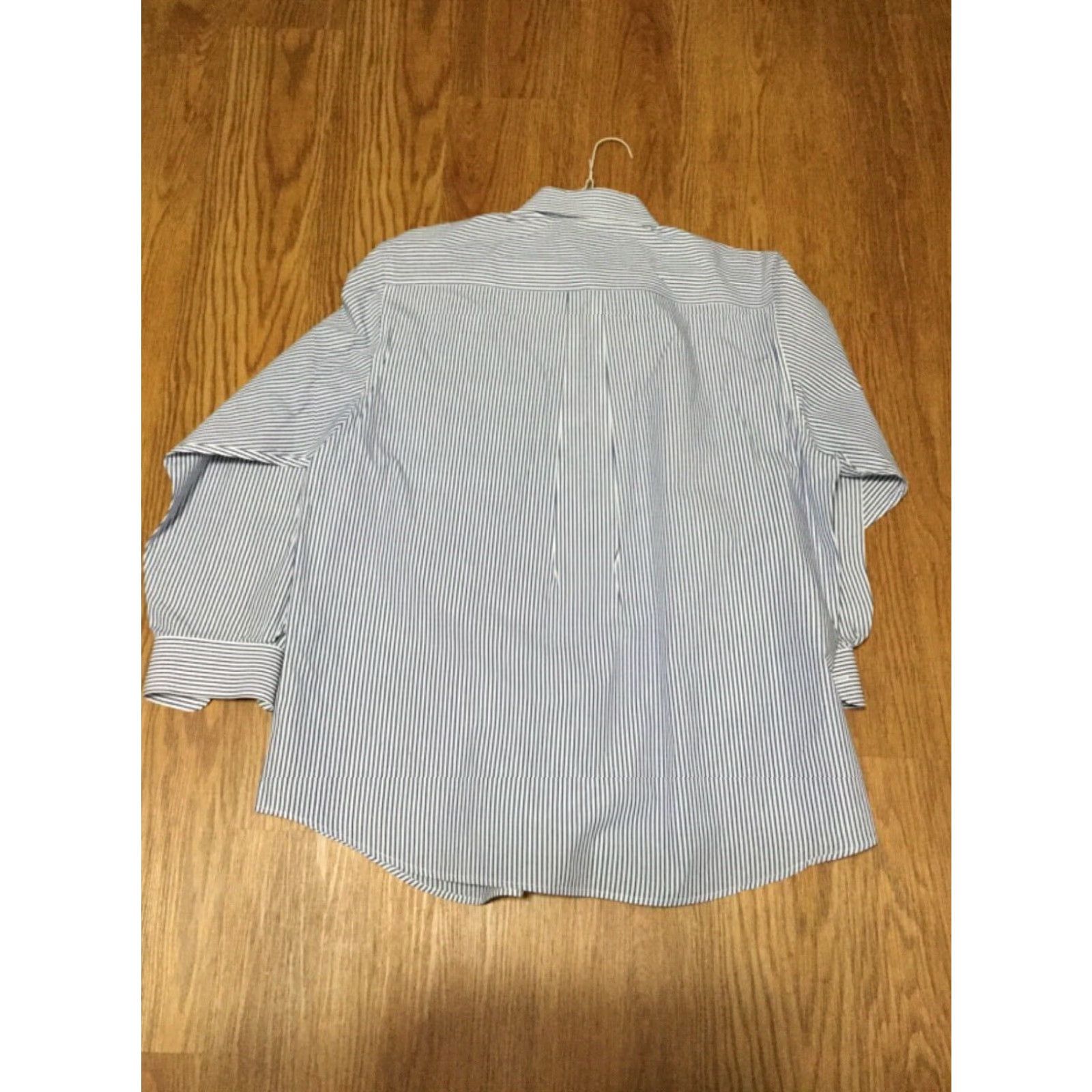 Vintage Meeting Street Mens Dress Shirt Sz 17 34/35 Blue White Striped Shirt Size 46R - 4 Thumbnail
