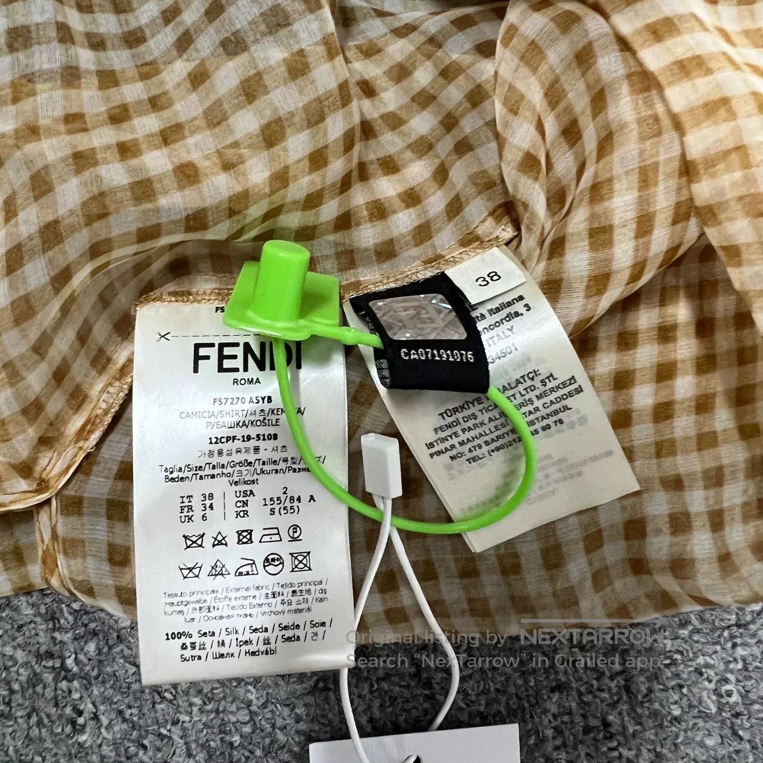 Fendi FENDI Silk Organza Plaid Shirt. Size US M / EU 48-50 / 2 - 6 Thumbnail