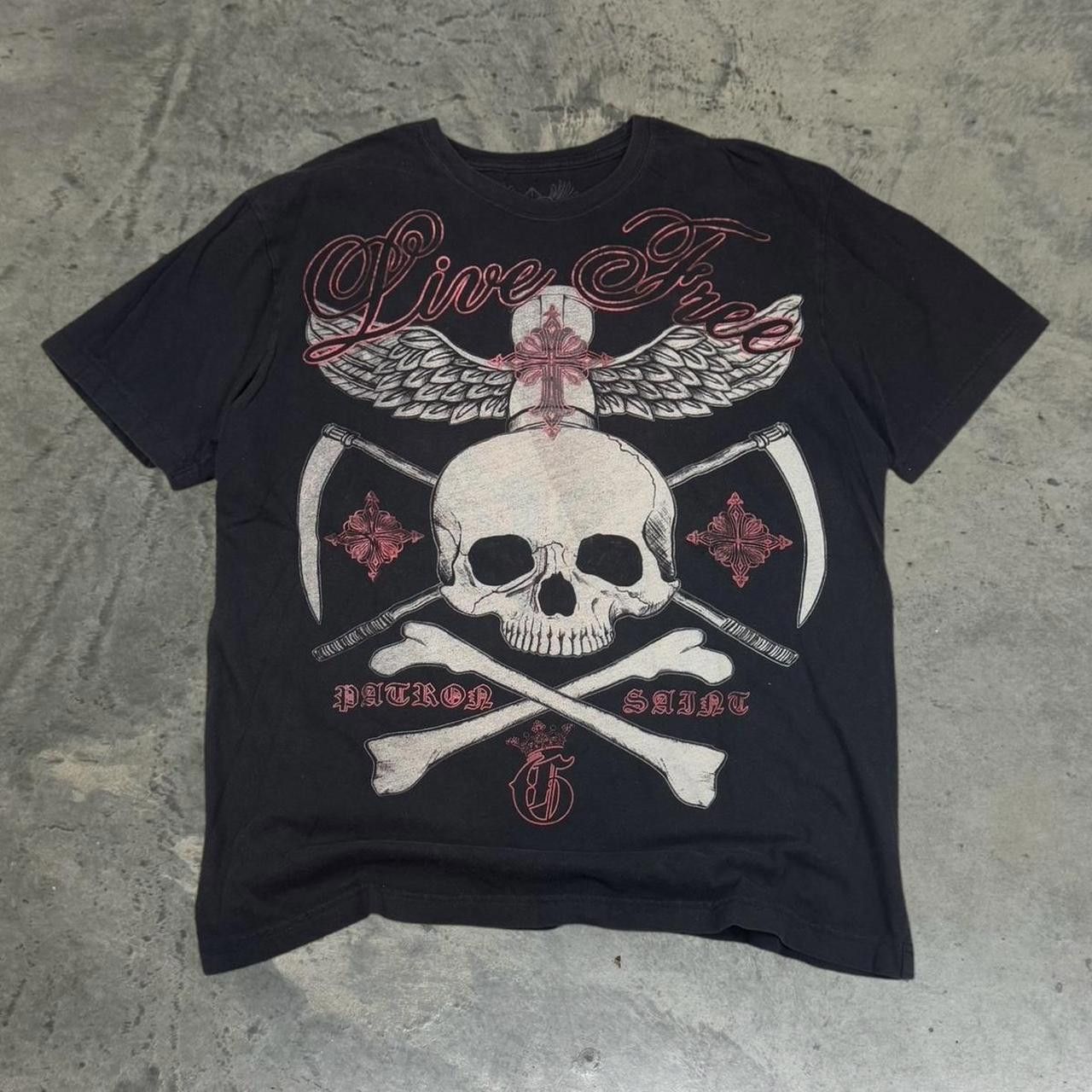 Affliction Affliction Men's Black and Cream Tshirt Size US XL / EU 56 / 4 - 1 Thumbnail