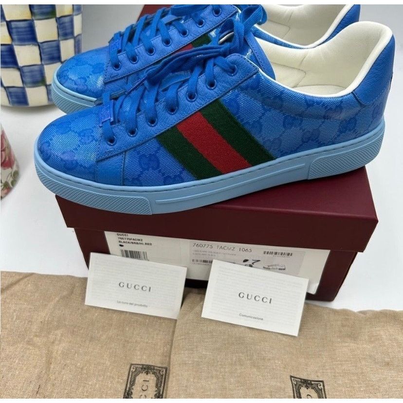 Gucci Gucci ace crystal canvas low top sneakers sz 7 fits 7.5 US Size US 7.5 / EU 40-41 - 4 Thumbnail