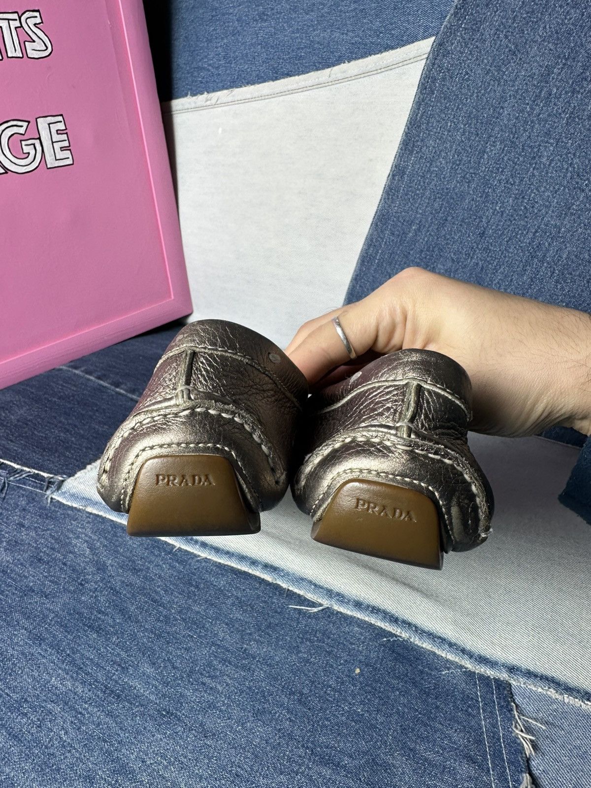 Prada Prada Leather Flats Loafers Logo Buckle Shoes Vintage Size US 8 / IT 38 - 19 Thumbnail