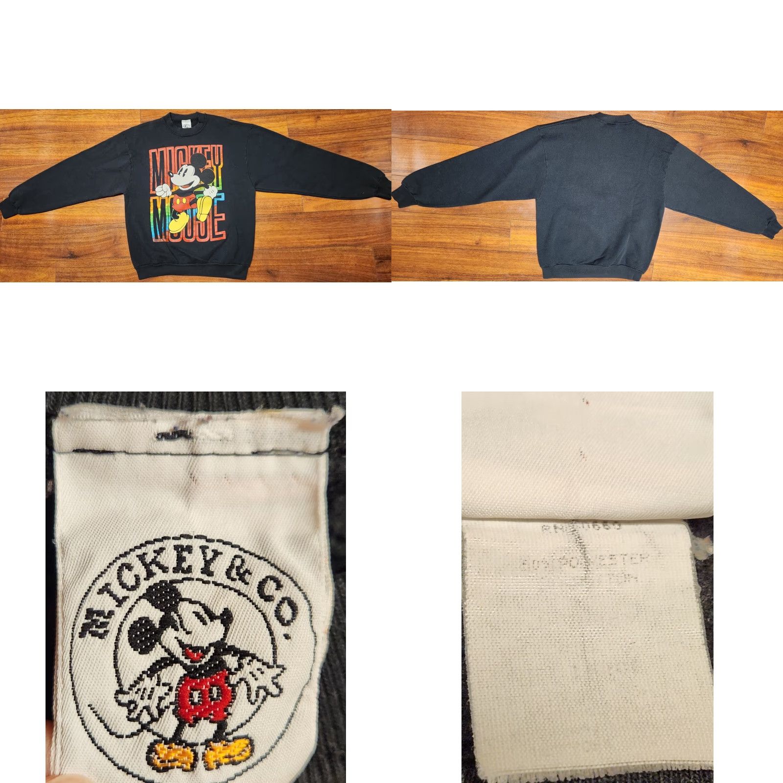 Mickey & Co. Mickey Mouse & Co Sweatshirt M Medium Black Rainbow Mickey Vintage 90s Disney Sweater Size US M / EU 48-50 / 2 - 8 Thumbnail