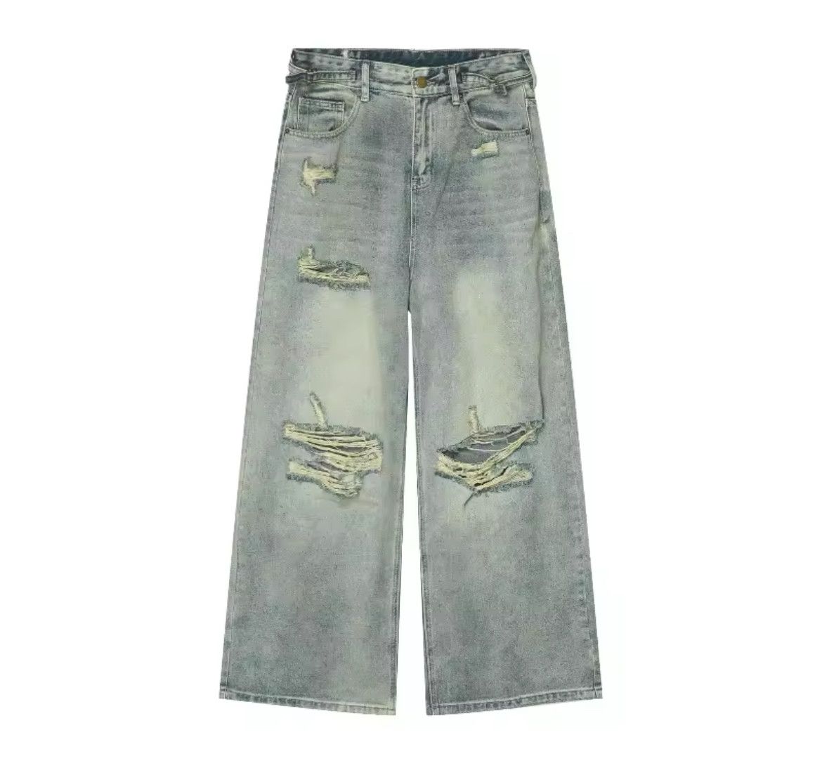 Jean Baggy Distressed Denim Jeans Size US 31 - 8 Thumbnail