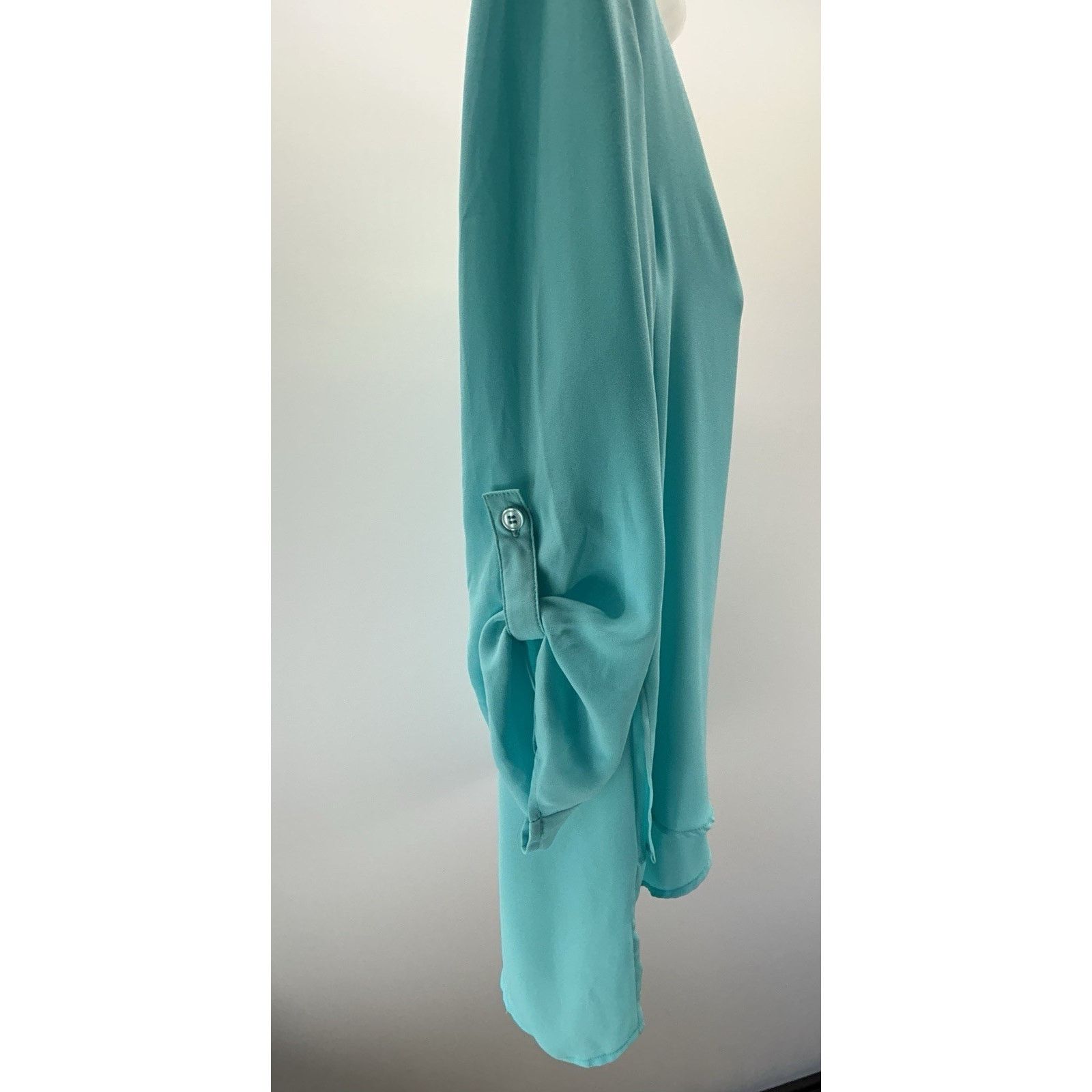 Chicos CHICO'S Size 0 Small Womens Teal Split Neck Blouse Size S / US 4 / IT 40 - 3 Thumbnail