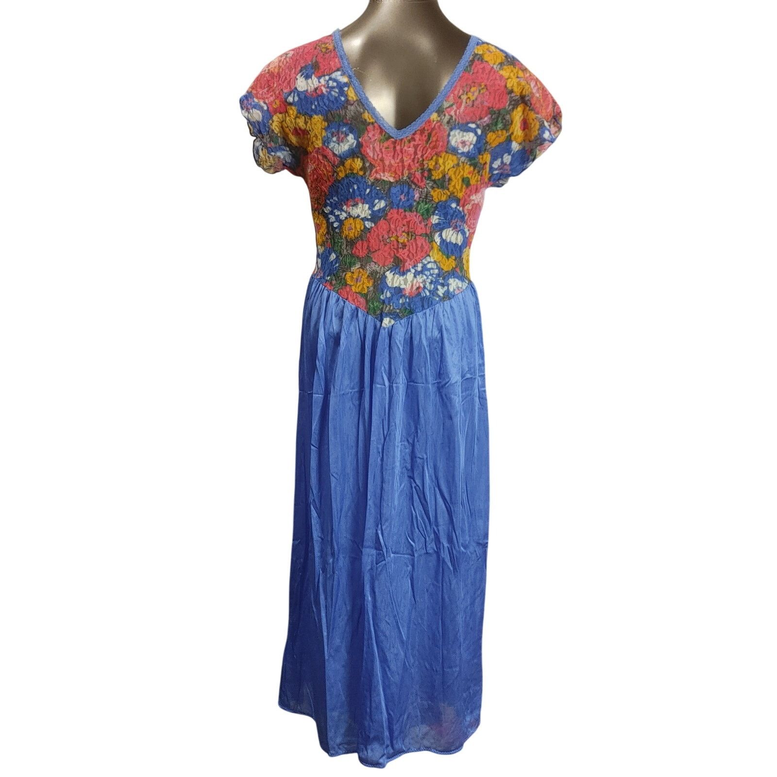 Other VTG Cinema Etoile Blue Red Floral Fit & Flare Dress Ladies L Size L / US 10 / IT 46 - 2 Thumbnail