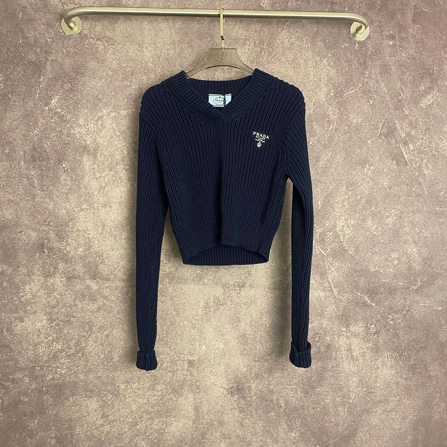 Prada Prada Logo V-Neck Knit Sweater Size XXS Size US S / EU 44-46 / 1 - 1 Thumbnail