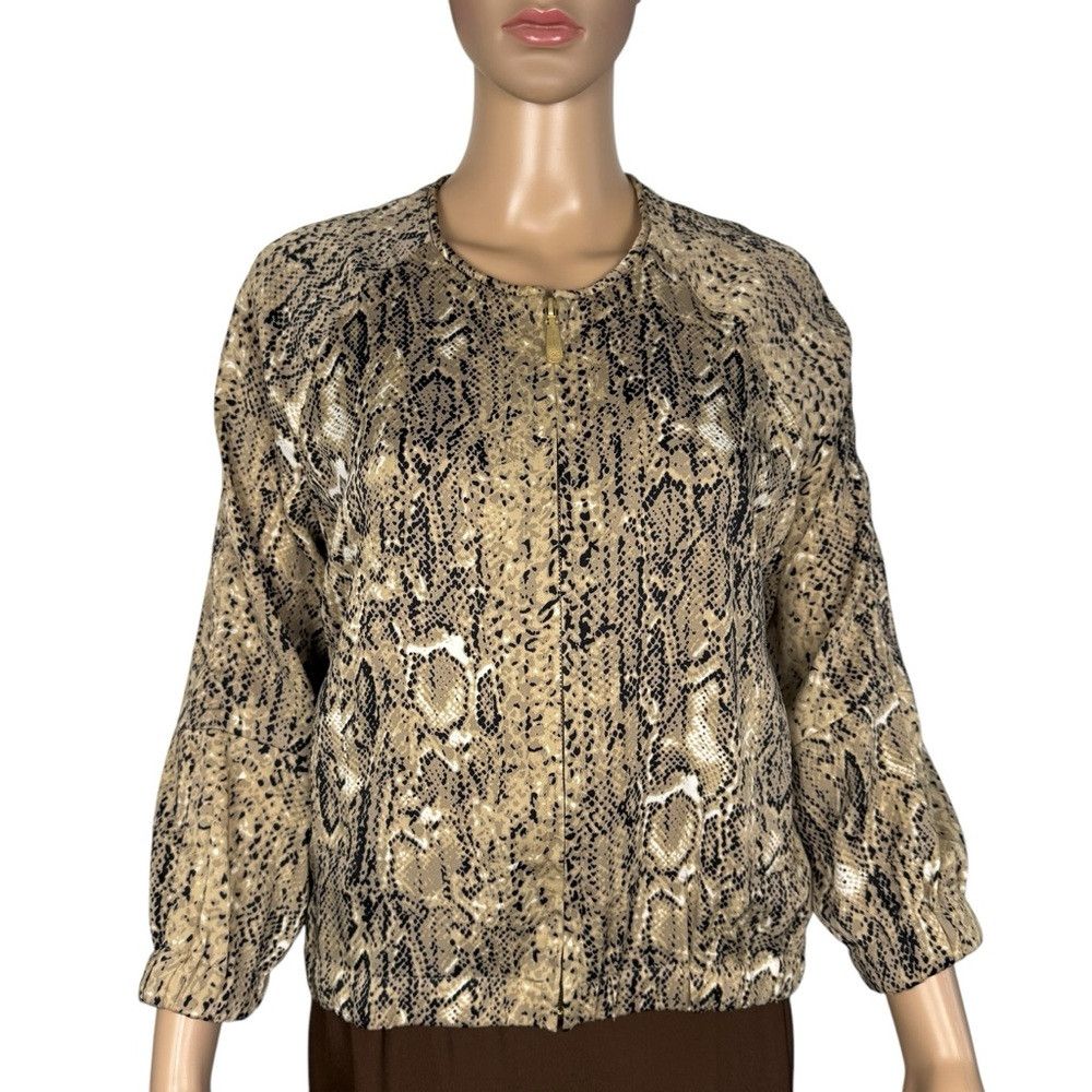 Vince Camuto Vince Camuto Snakeskin Print Silky Bomber 3/4 Sleeve Jacket Size S / US 4 / IT 40 - 1 Thumbnail