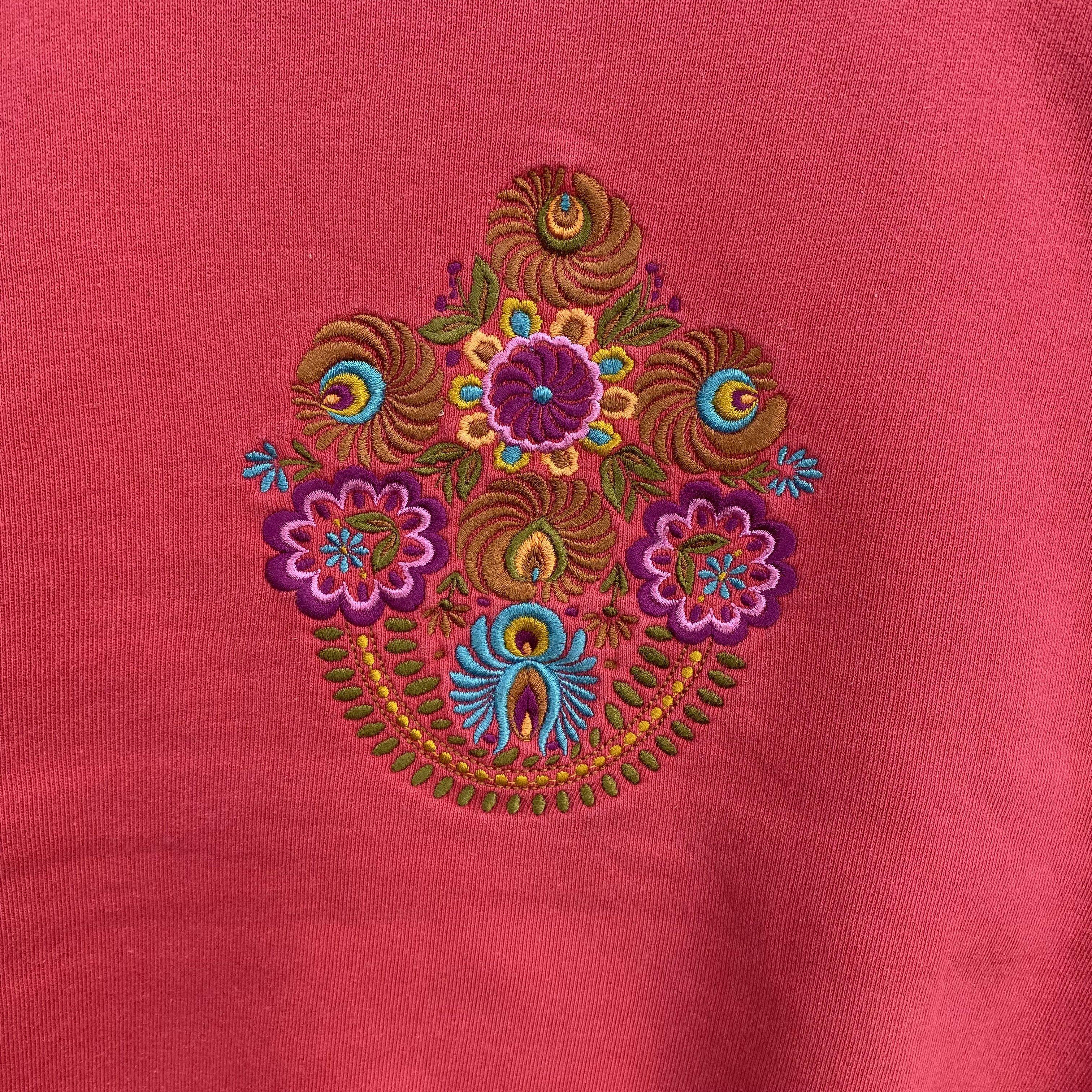 Vintage Vintage 80s American System Sweatshirt Embroidered Floral Size L / US 10 / IT 46 - 3 Thumbnail