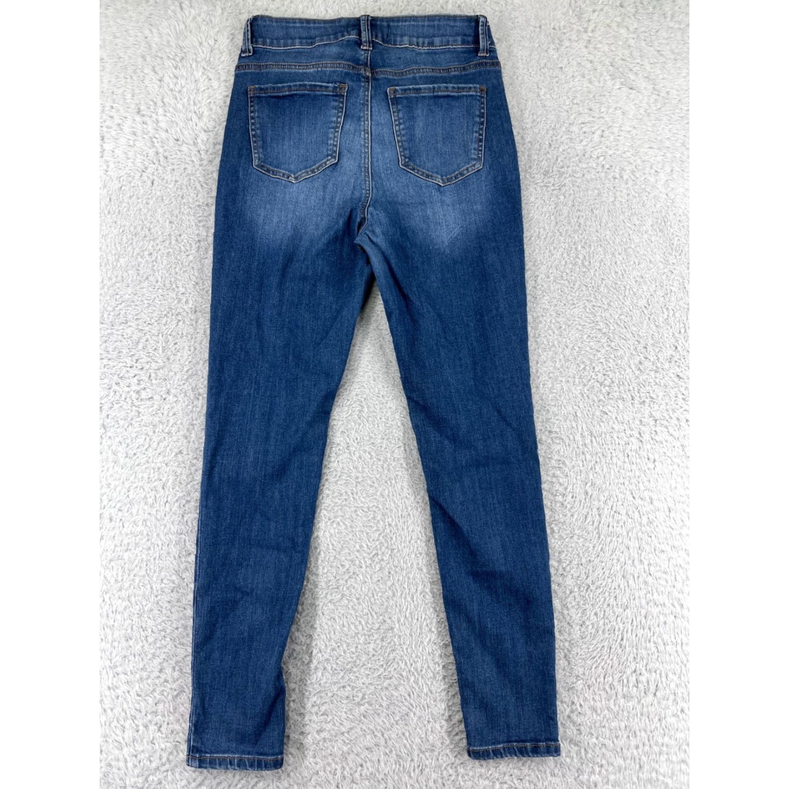 Vintage ENJEAN Jeans Womens 7 Blue Denim Cotton Stretch Skinny Tapered 26x26 Size 28" / US 6 / IT 42 - 2 Thumbnail