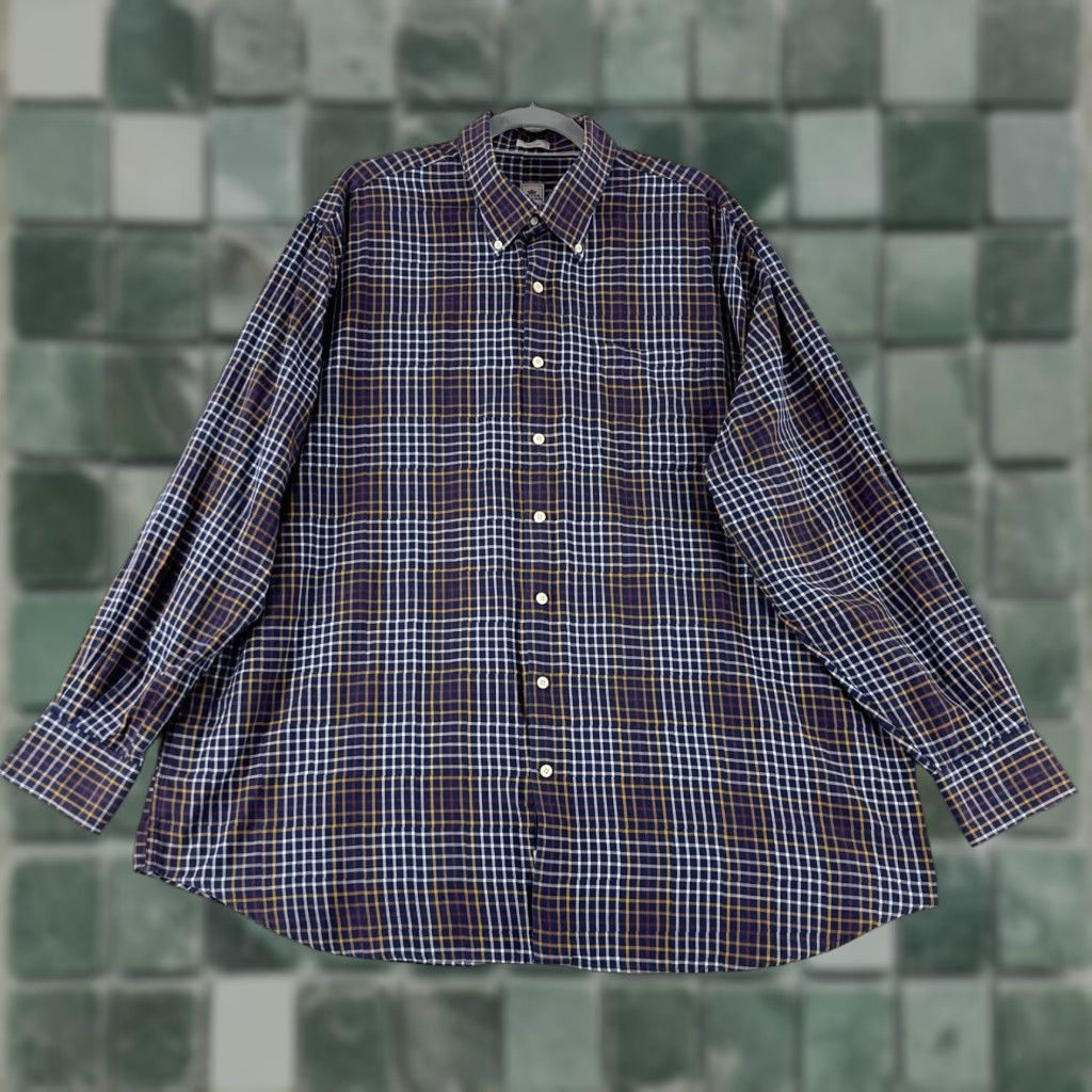 Peter Millar Peter Millar Button-Down Dress Shirt Mens Size XXL Blue Plaid Long Sleeve Cotton Size 48R - 1 Thumbnail