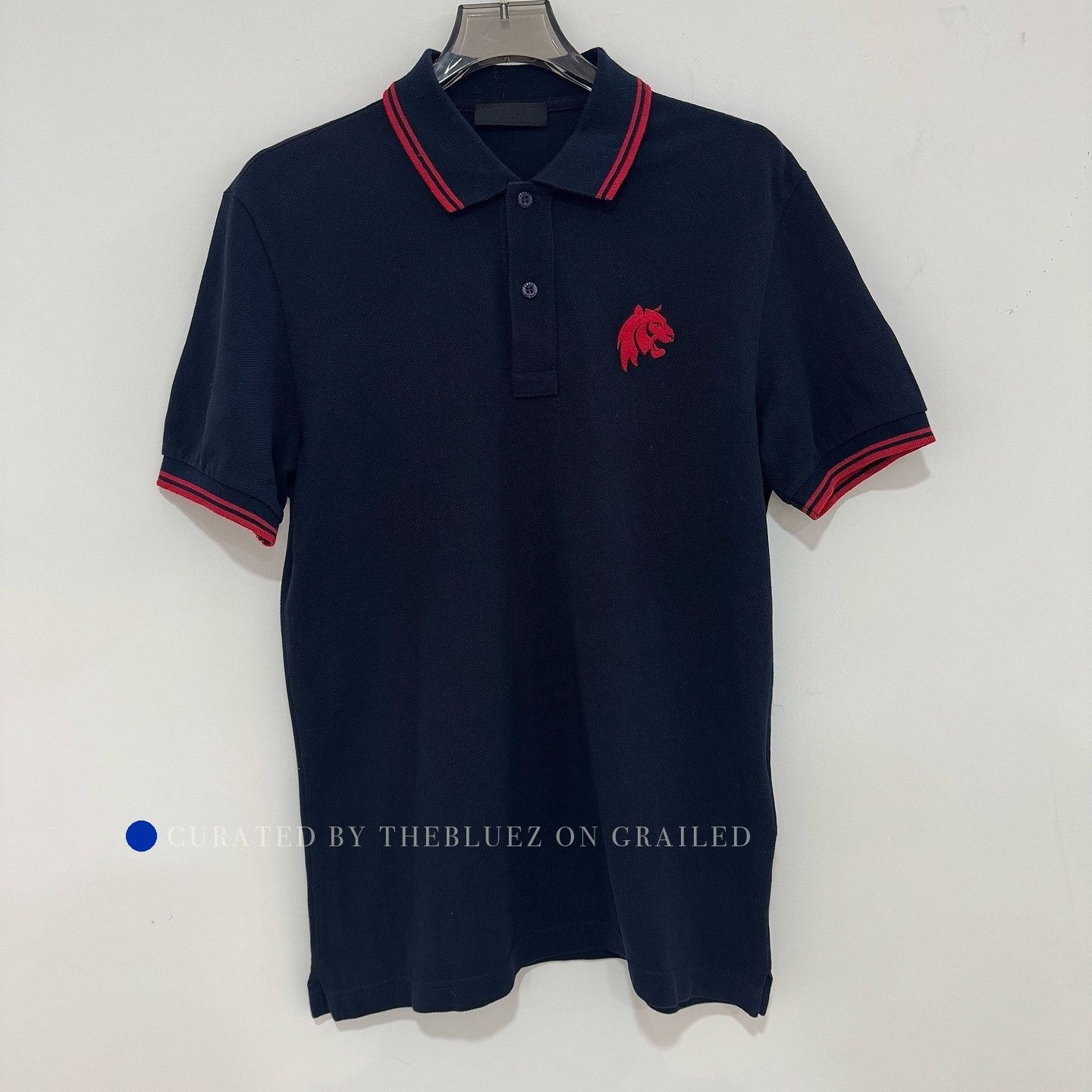 Prada Blue Short-Sleeve Polo with Red Trim and Emblem Size US S / EU 44-46 / 1 - 1 Preview